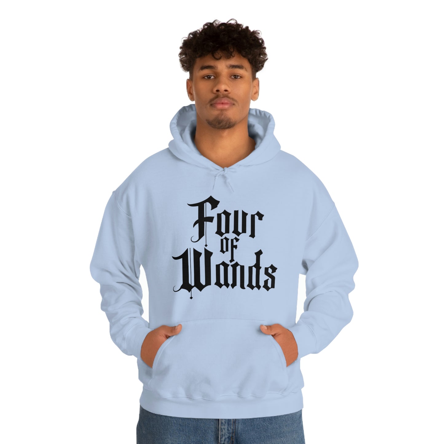 Four of Wands Black Logo Unisex Heavy Blend™ Hooded Sweatshirt