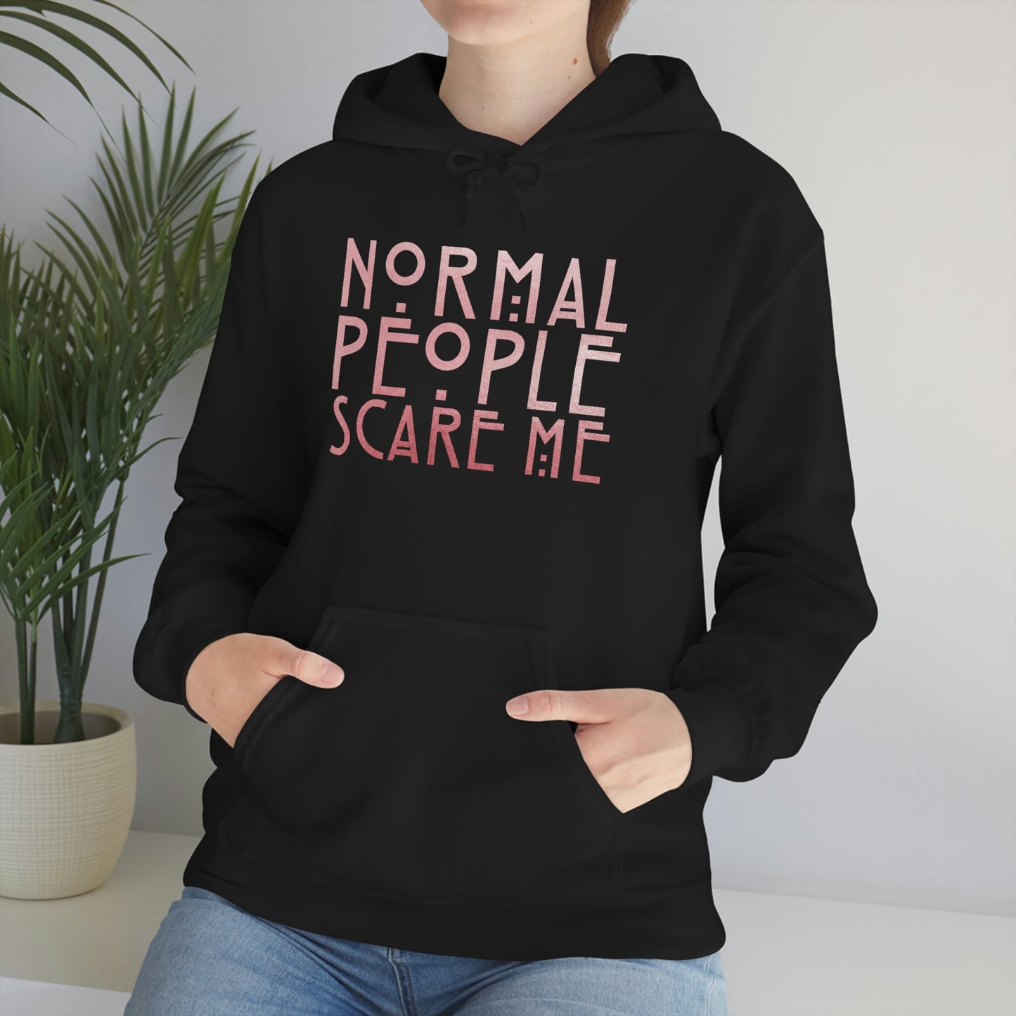 Normal People Scare Me Pink Font Unisex Heavy Blend™ Hooded Sweatshirt