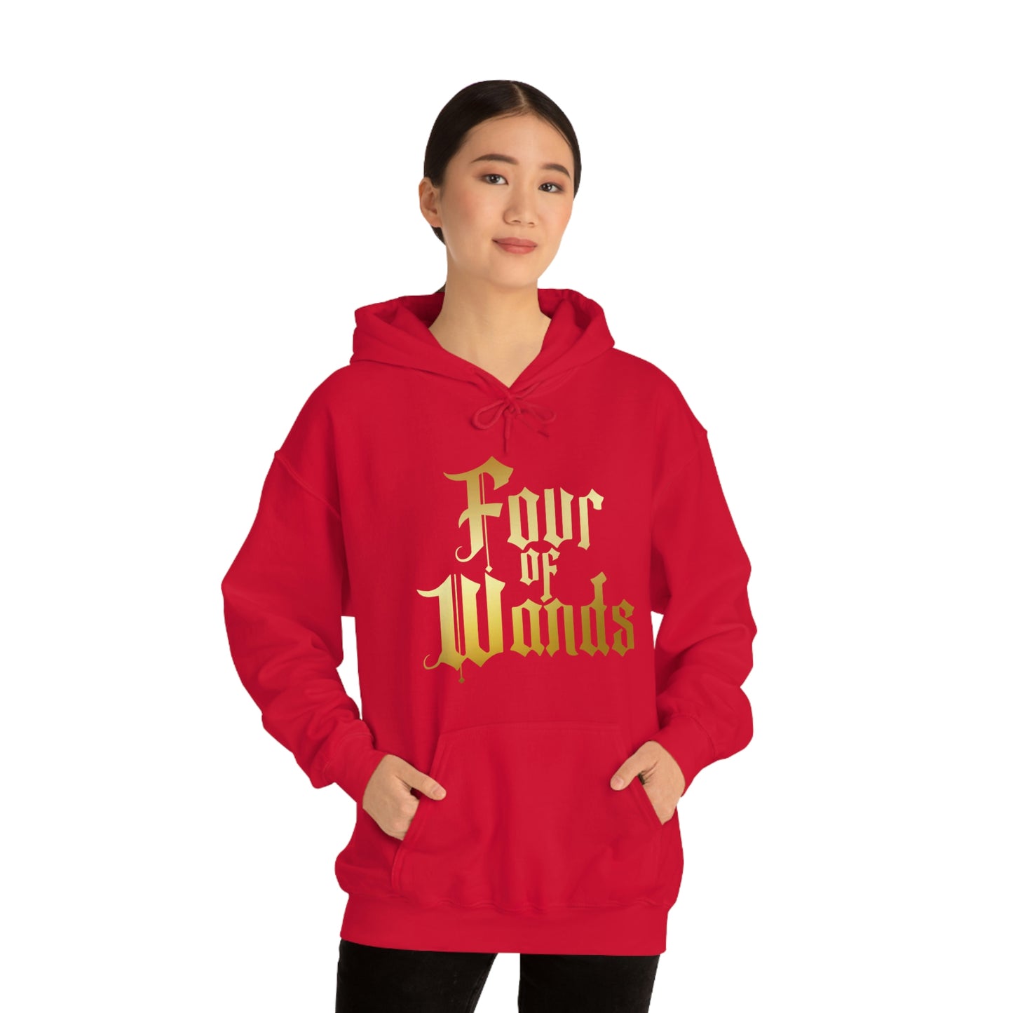 Four of Wands Gold Logo Unisex Heavy Blend™ Hooded Sweatshirt