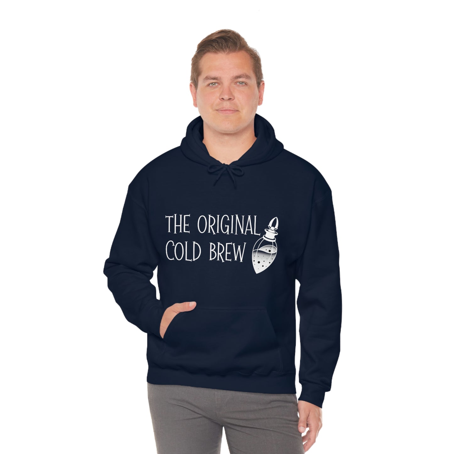 The Original Cold Brew White Font Unisex Heavy Blend™ Hooded Sweatshirt