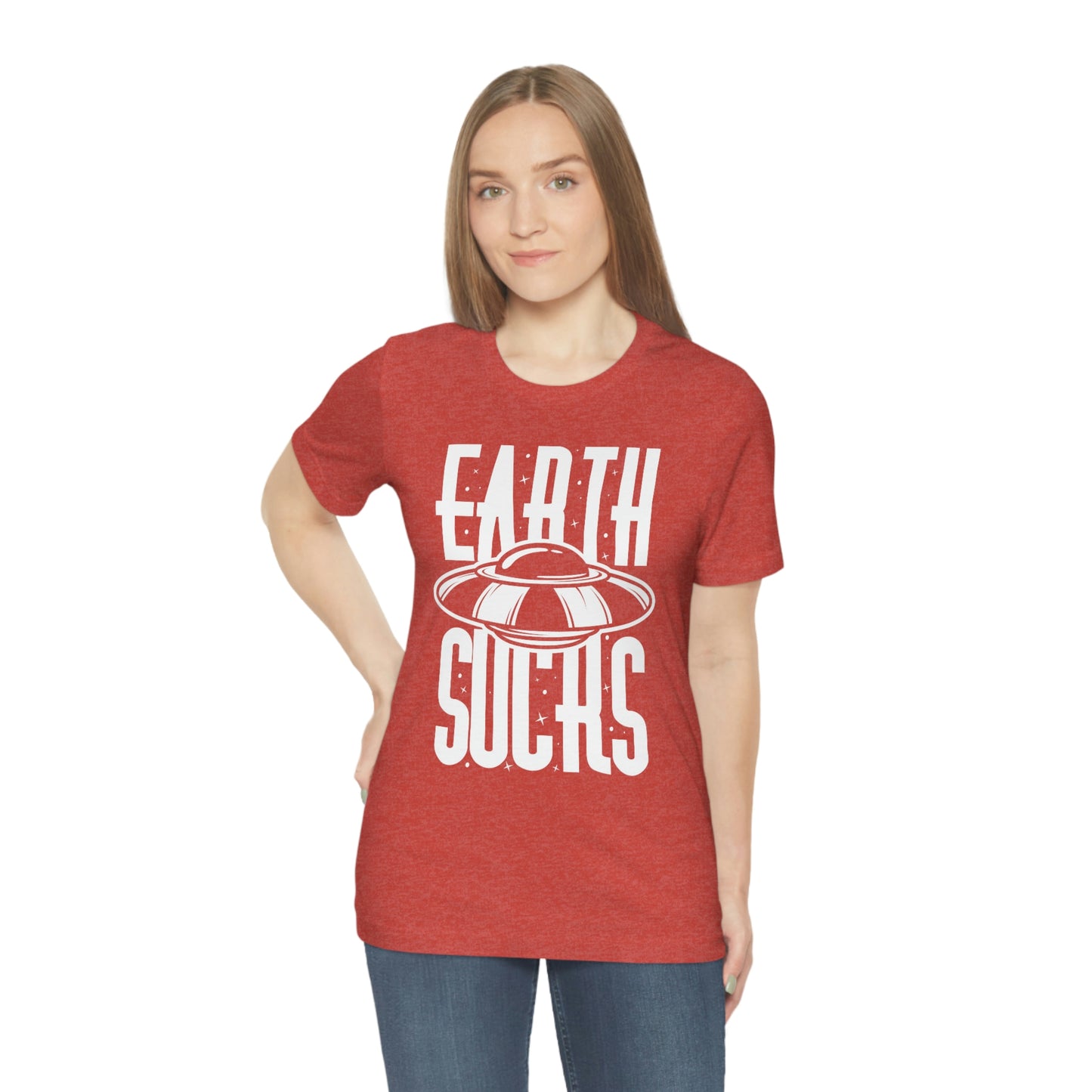 Earth Sucks White Font Unisex Jersey Short Sleeve Tee