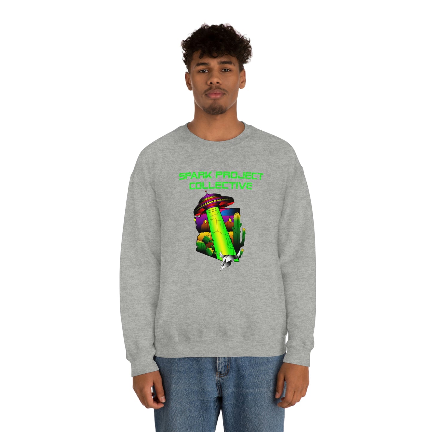 UFO Spark Green Font unisex heavy blend crewneck sweatshirt