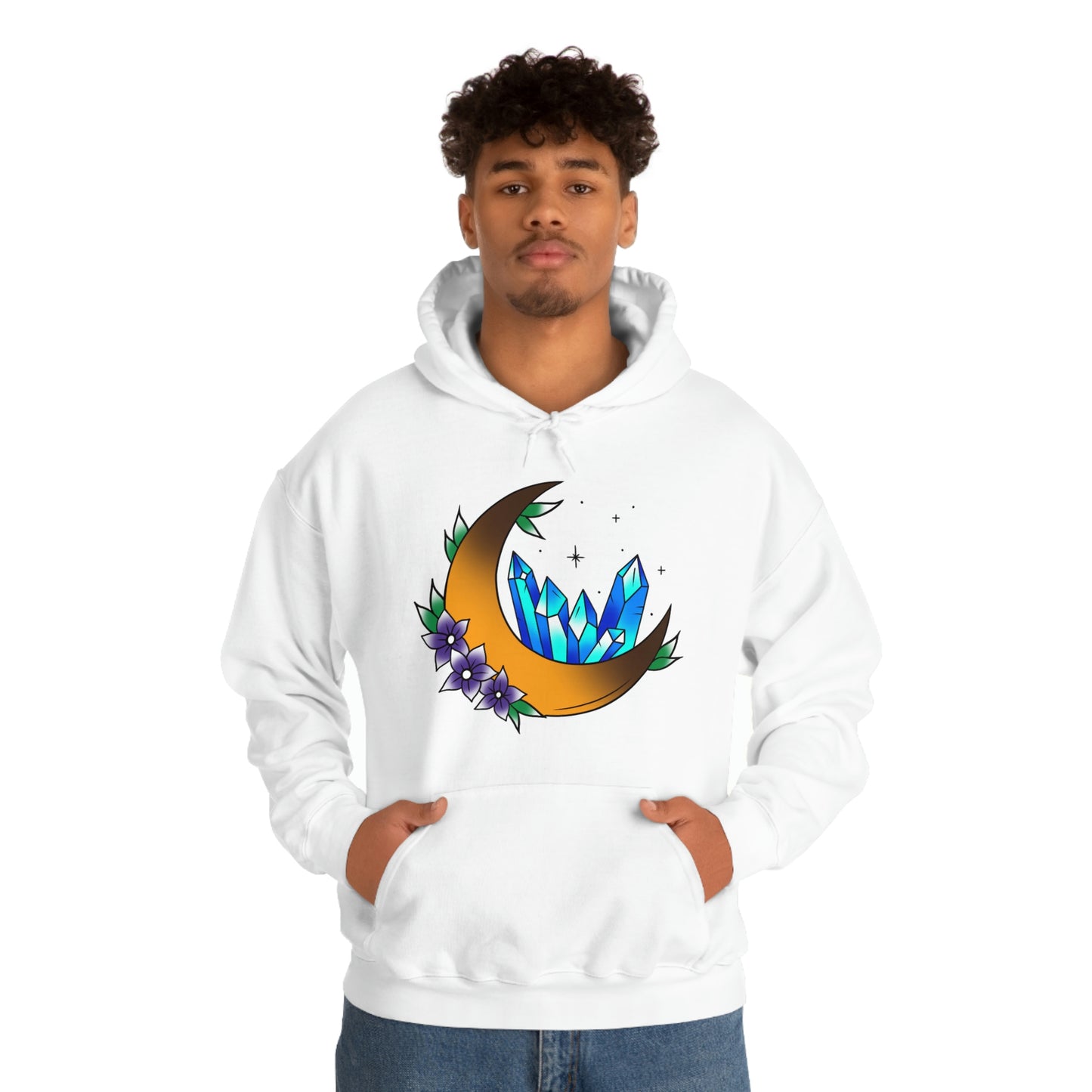 Blue Crystal Flower Unisex Heavy Blend™ Hooded Sweatshirt