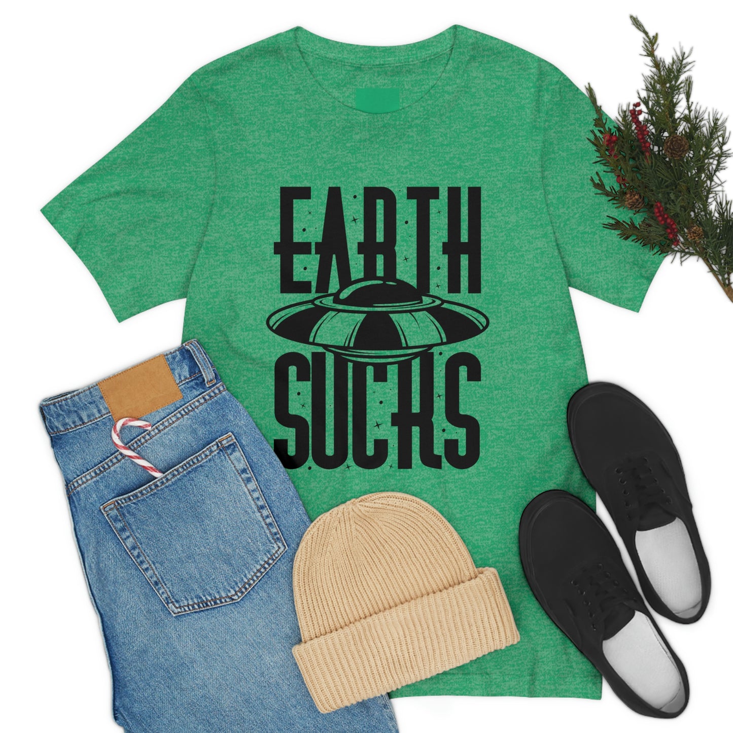 Earth Sucks Black Font Unisex Jersey Short Sleeve Tee