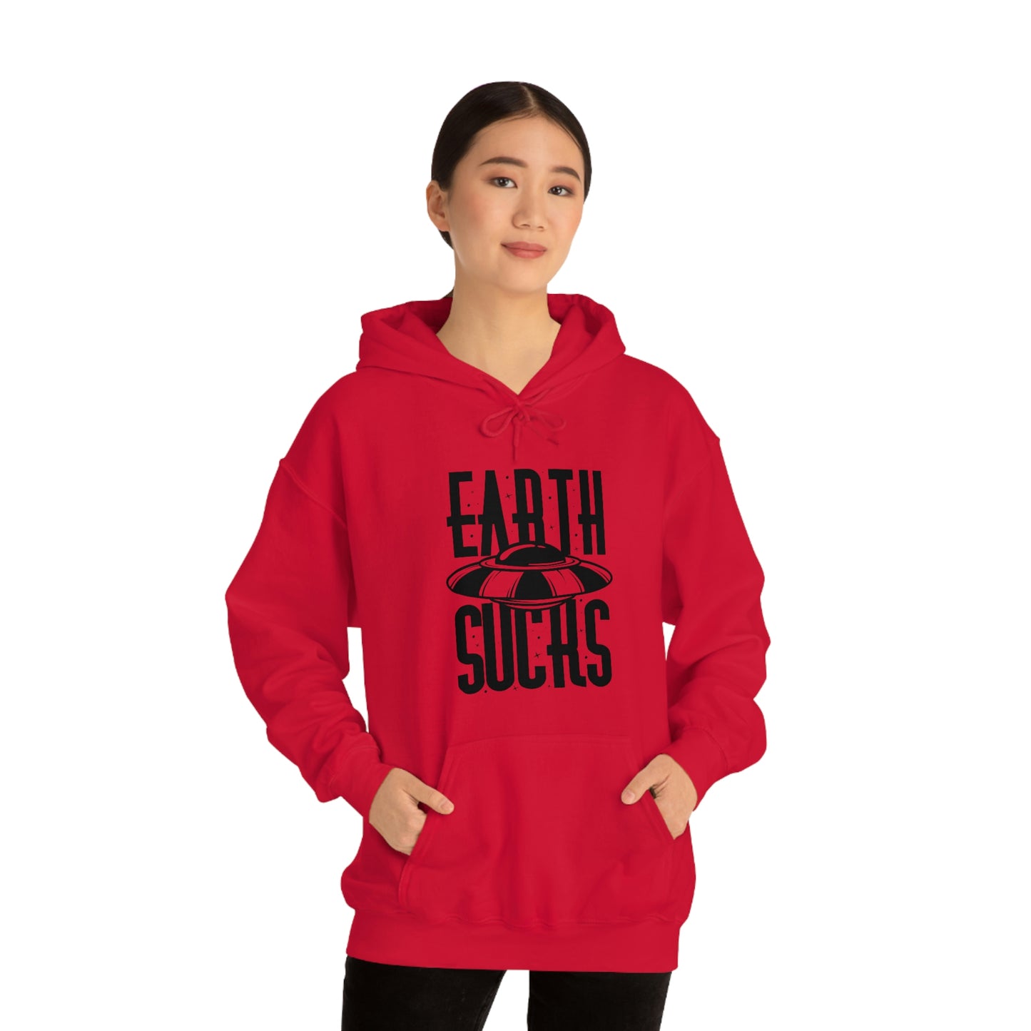 Earth Sucks Black Font Unisex Heavy Blend™ Hooded Sweatshirt