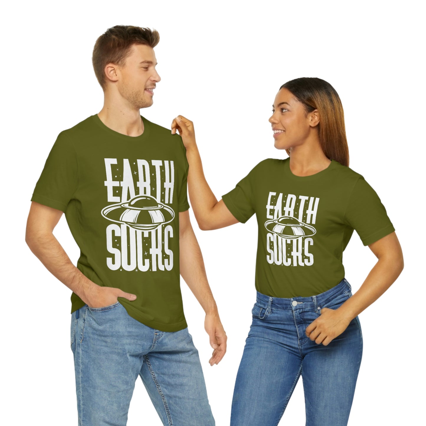 Earth Sucks White Font Unisex Jersey Short Sleeve Tee