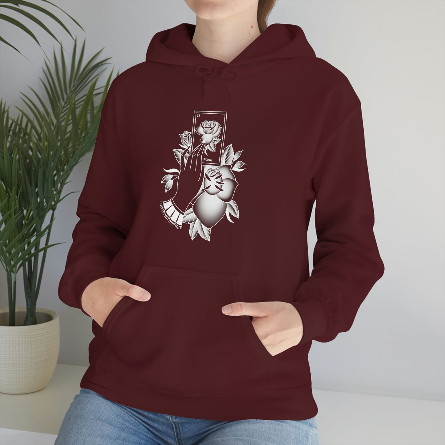 Rosa Card White Shaded Unisex Heavy Blend™ Hooded Sweatshirt