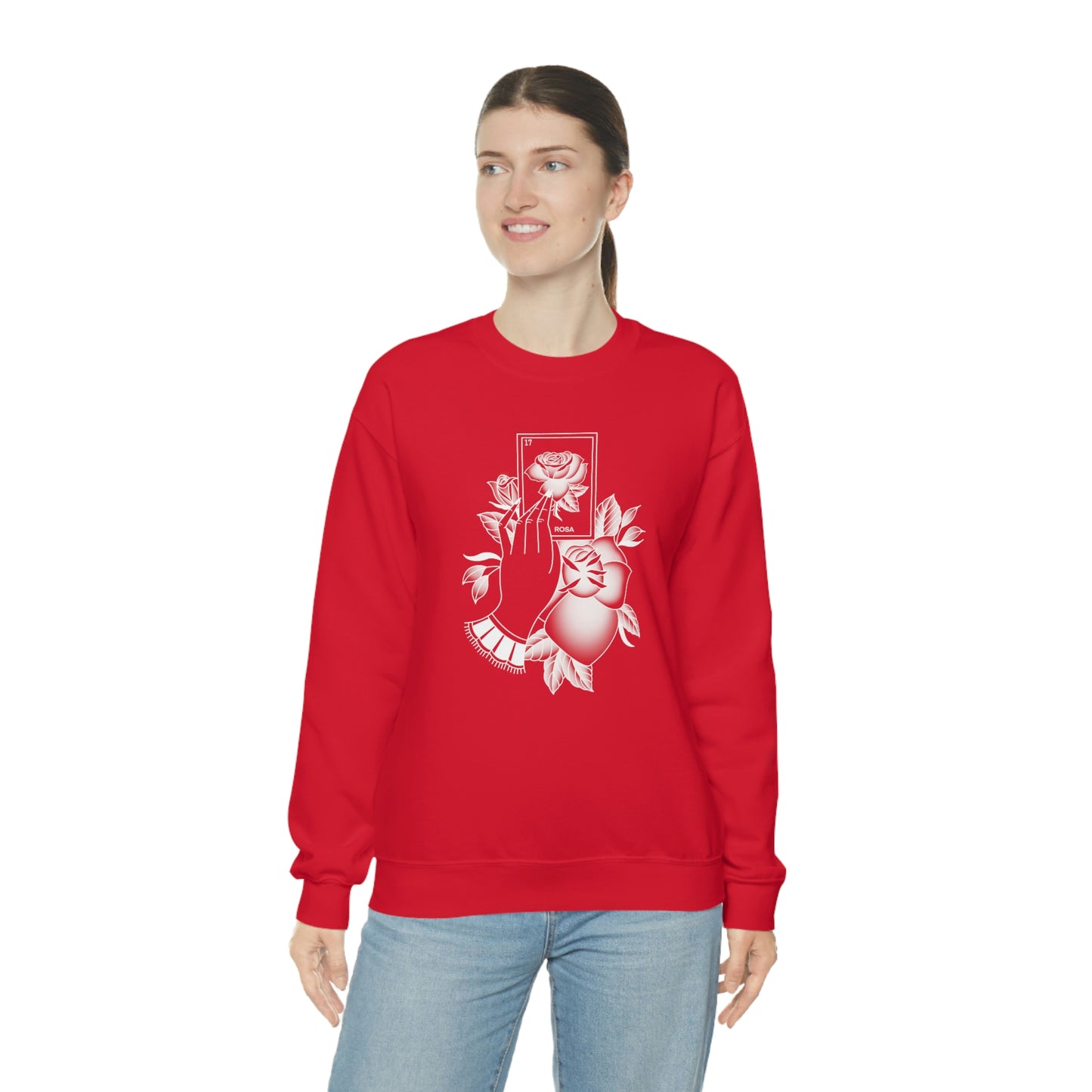 Rosa Card Shaded White unisex heavy blend crewneck sweatshirt