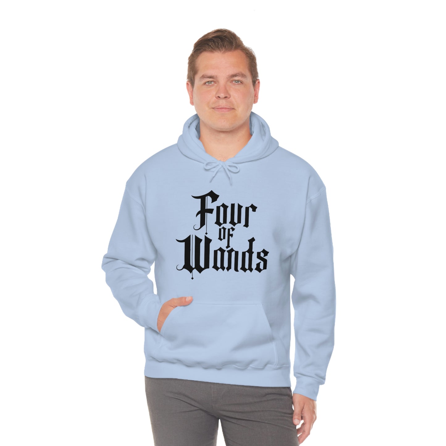 Four of Wands Black Logo Unisex Heavy Blend™ Hooded Sweatshirt