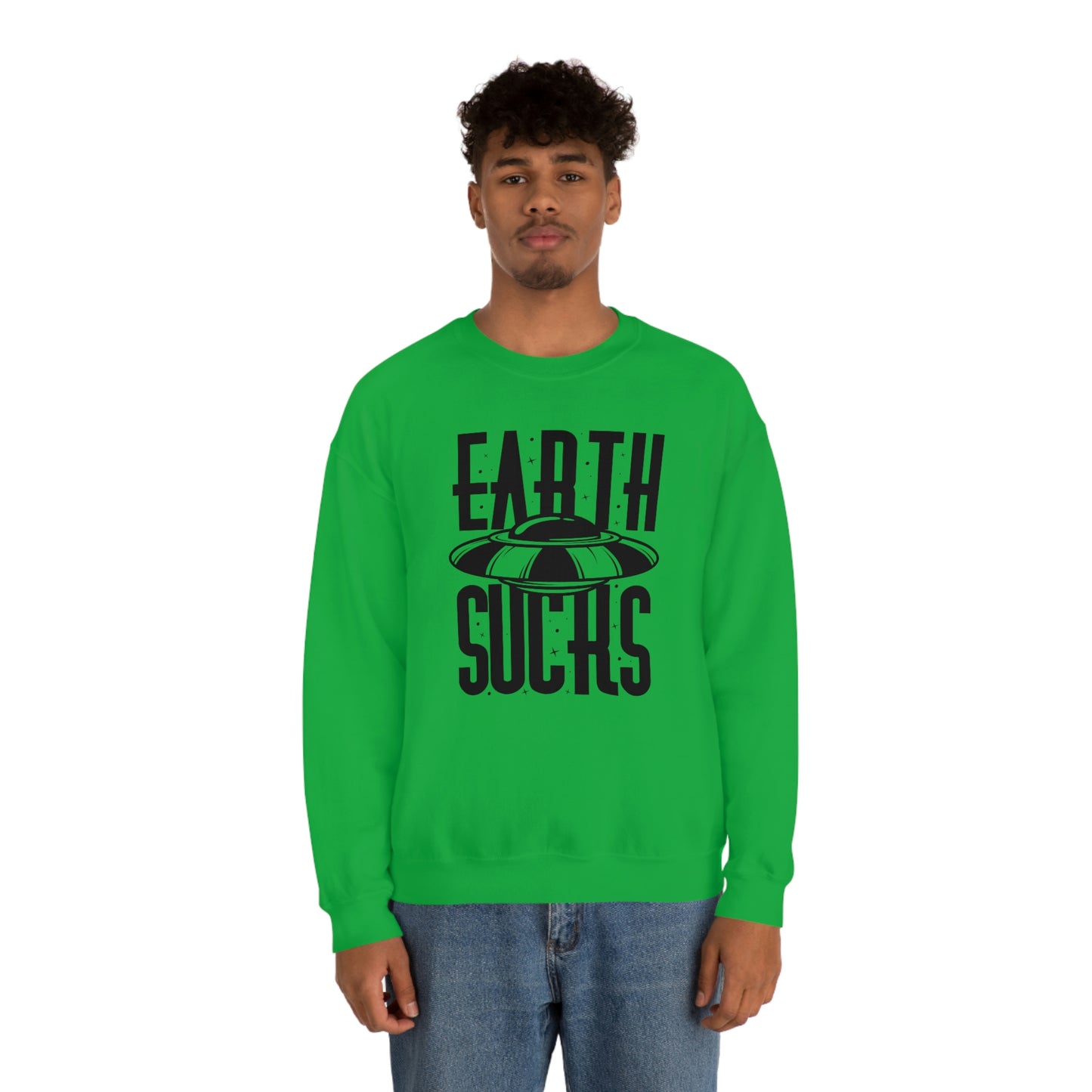 Earth Sucks Black Font unisex heavy blend crewneck sweatshirt