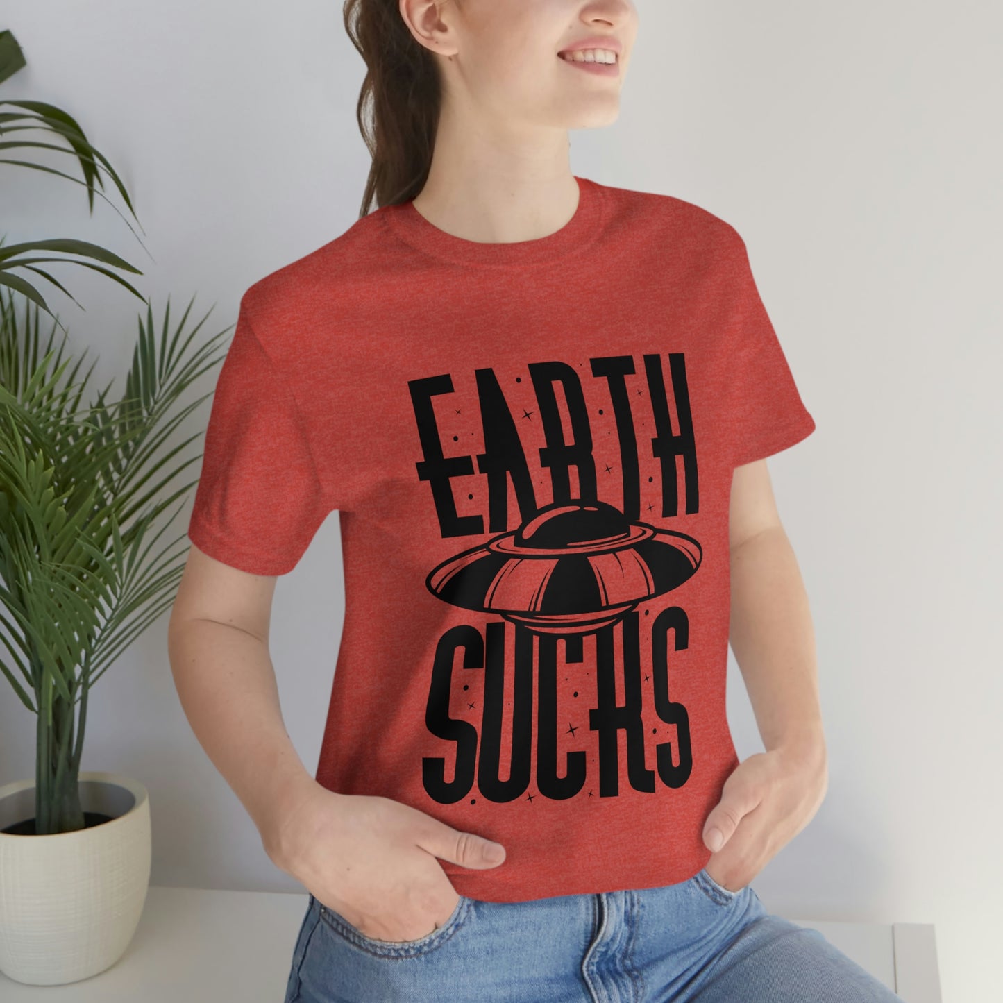 Earth Sucks Black Font Unisex Jersey Short Sleeve Tee