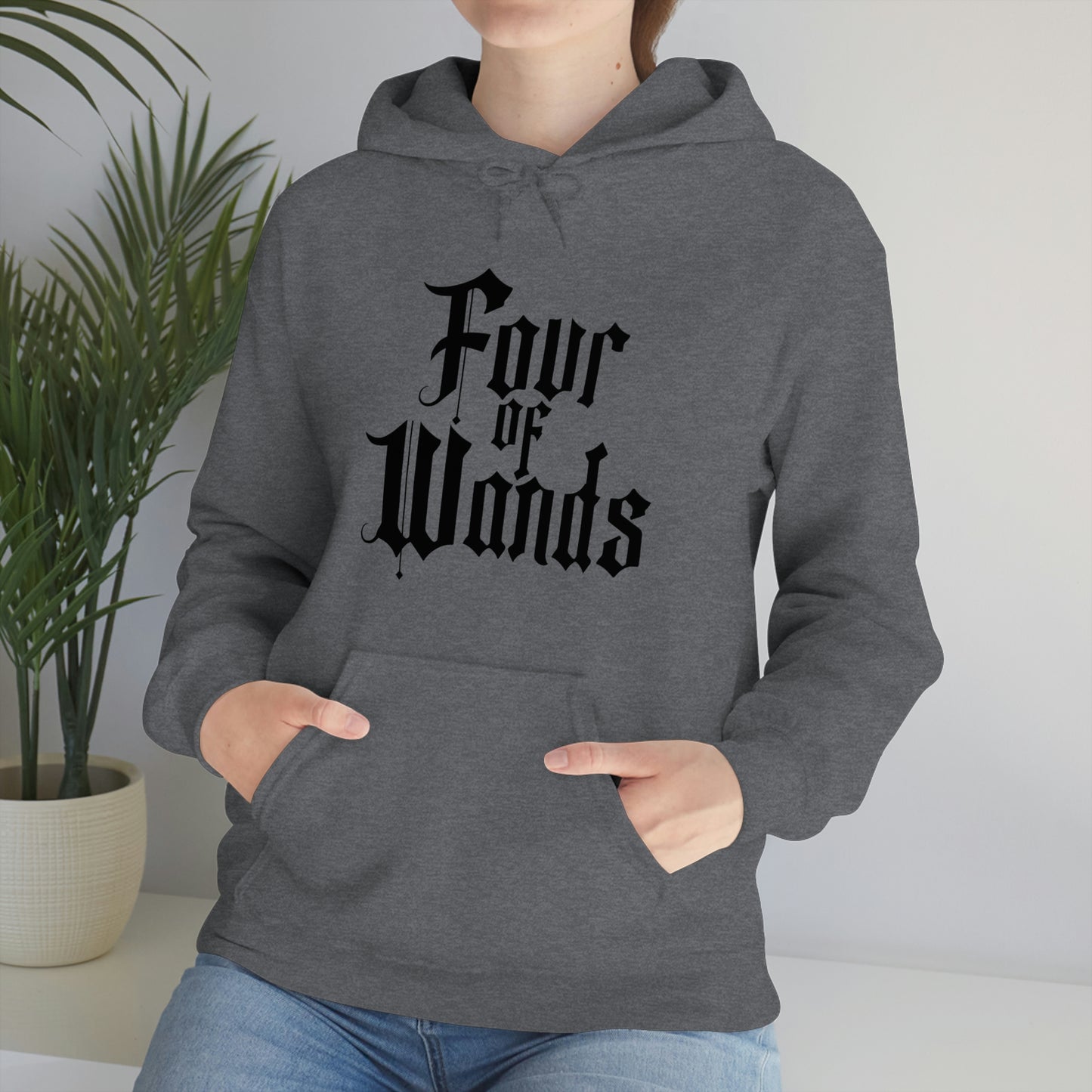 Four of Wands Black Logo Unisex Heavy Blend™ Hooded Sweatshirt