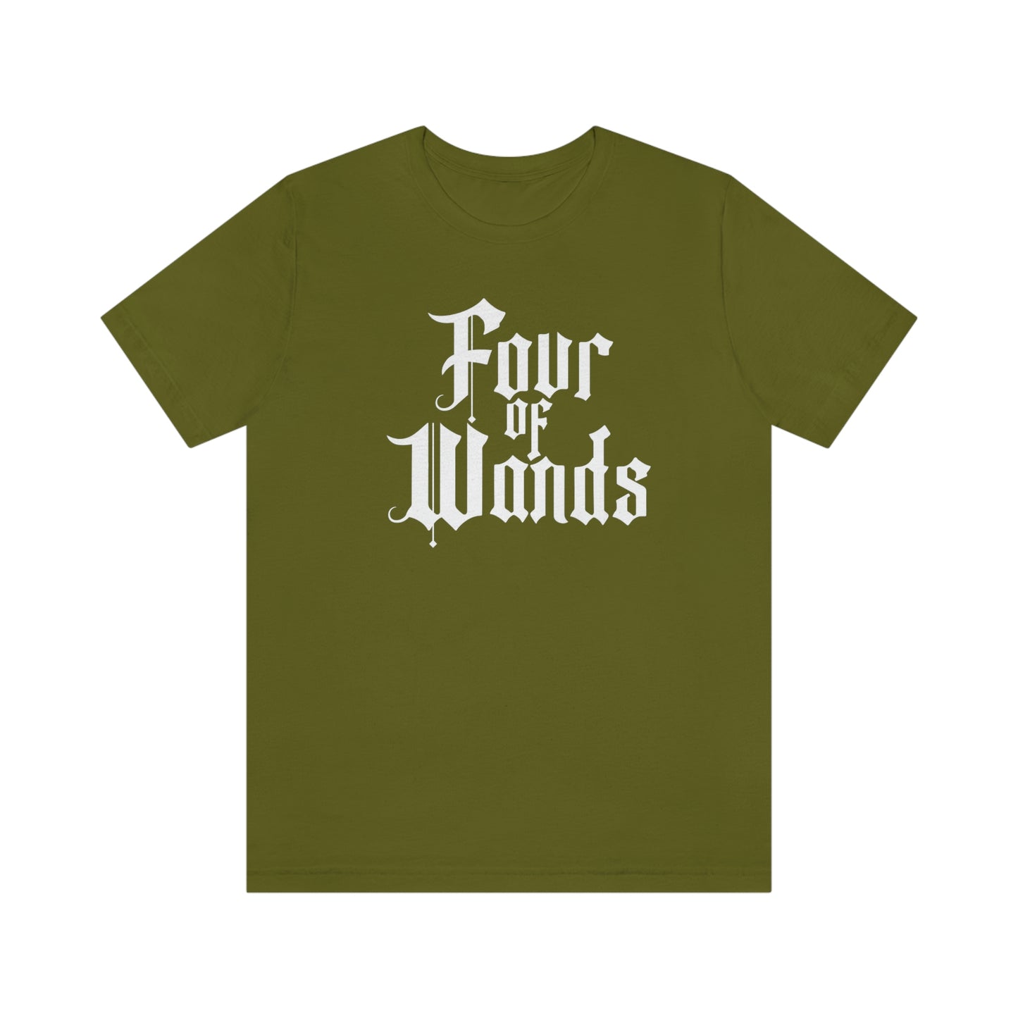 Four of Wands White Logo Unisex Jersey Short Sleeve Tee