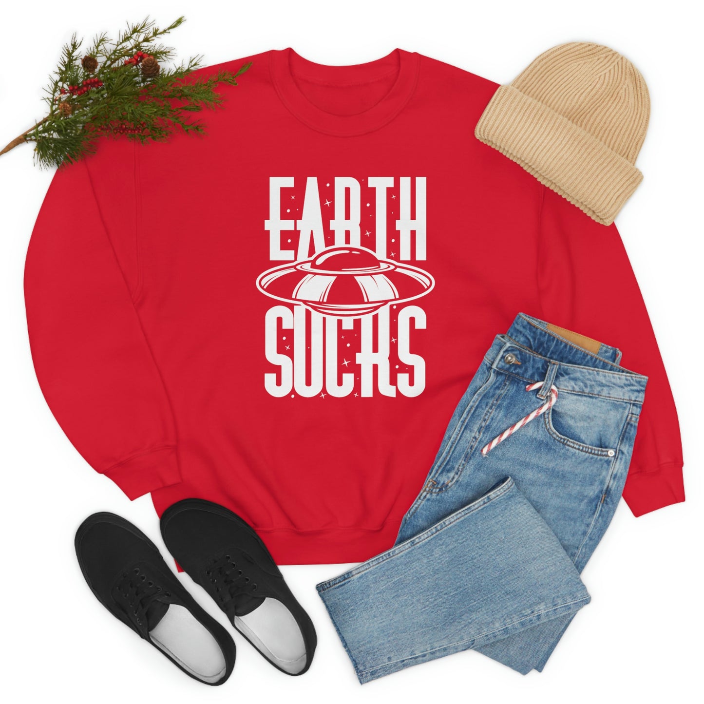 Earth Sucks White Font unisex heavy blend crewneck sweatshirt