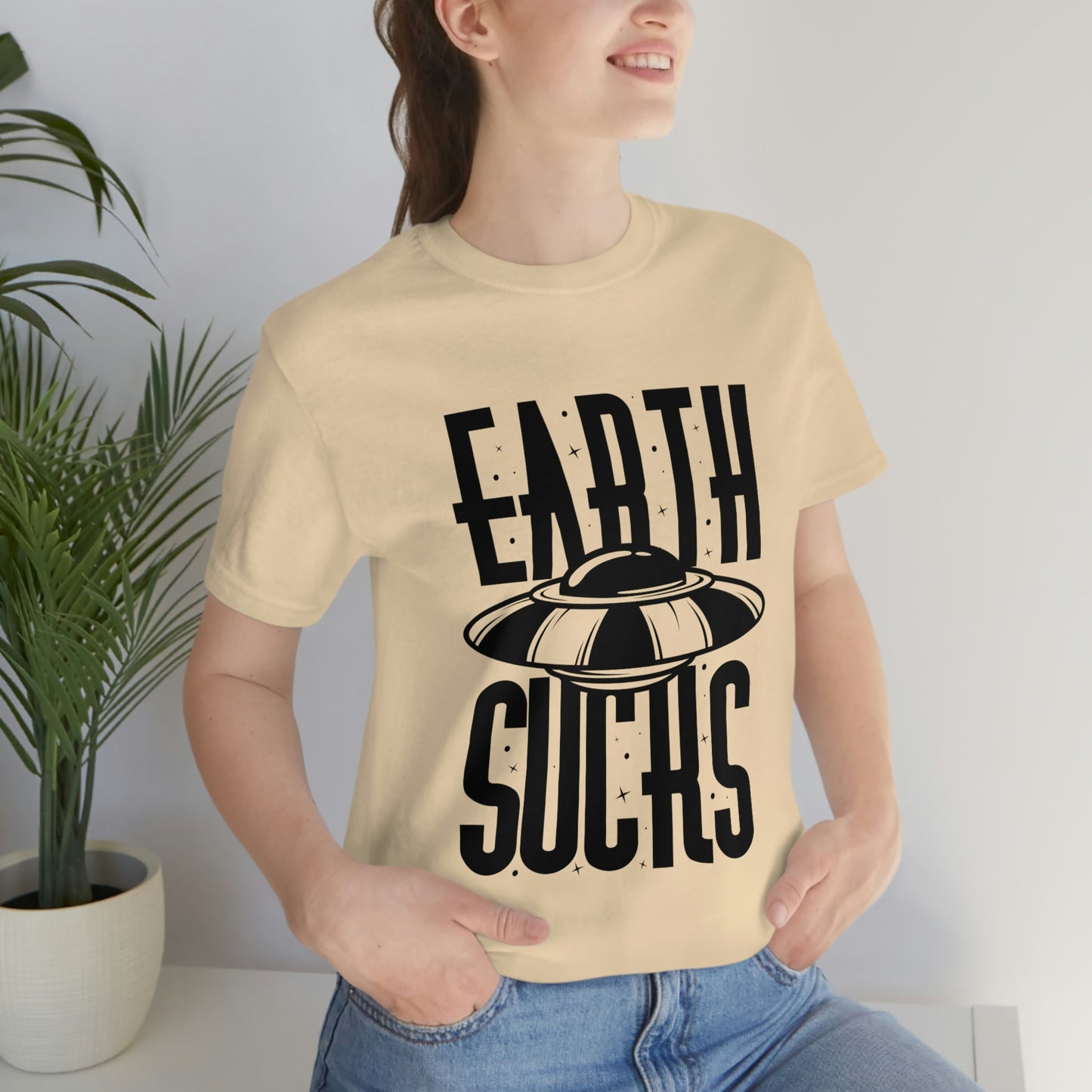 Earth Sucks Black Font Unisex Jersey Short Sleeve Tee