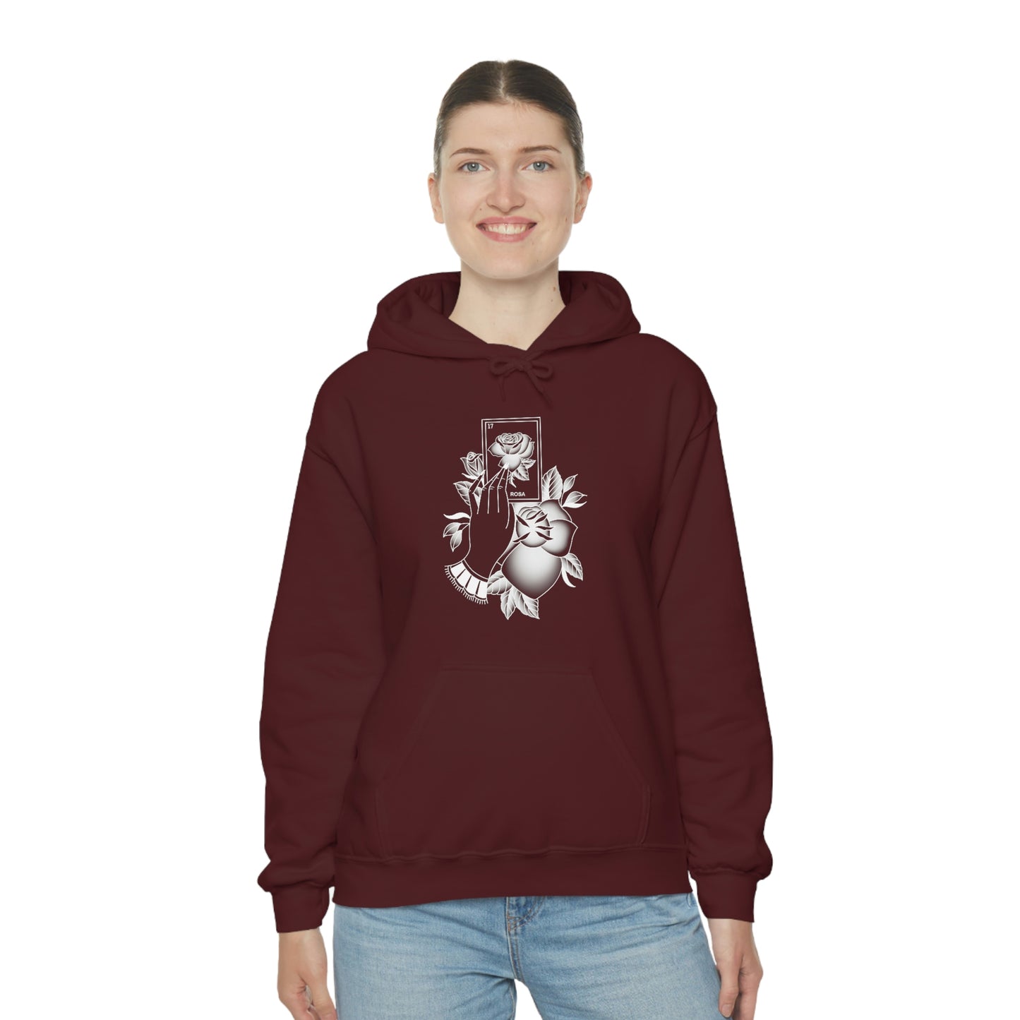 Rosa Card White Shaded Unisex Heavy Blend™ Hooded Sweatshirt