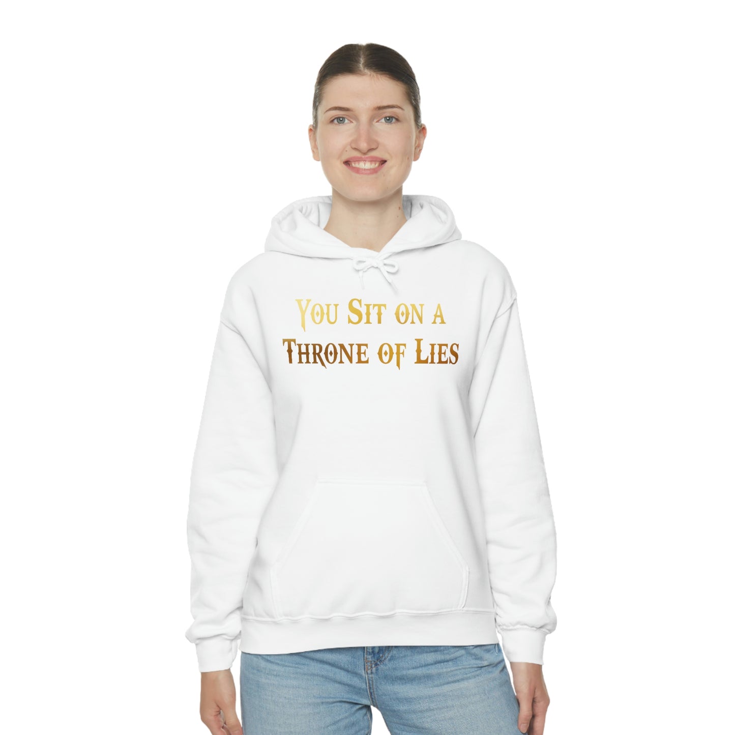 You Sit on A Throne of Lies Gold Font Unisex Heavy Blend™ Hooded Sweatshirt