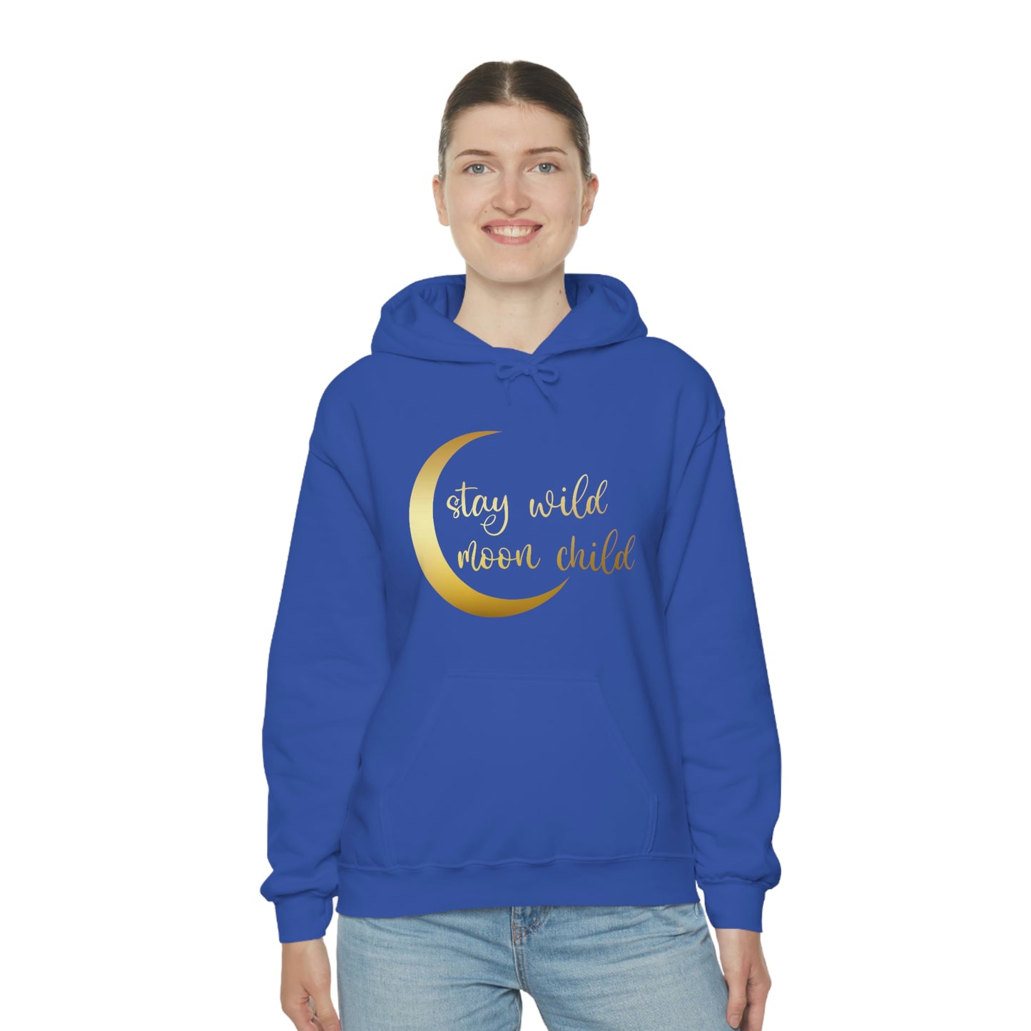 Stay Wild Moon Child Gold Font Unisex Heavy Blend™ Hooded Sweatshirt