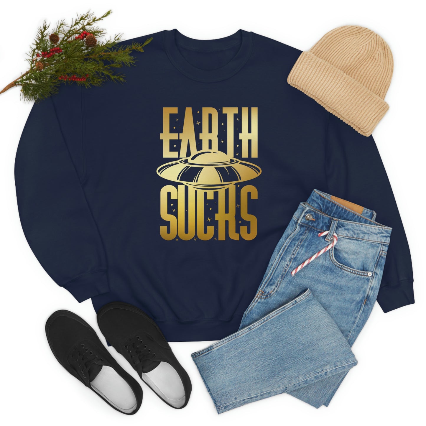 Earth Sucks Gold Font unisex heavy blend crewneck sweatshirt