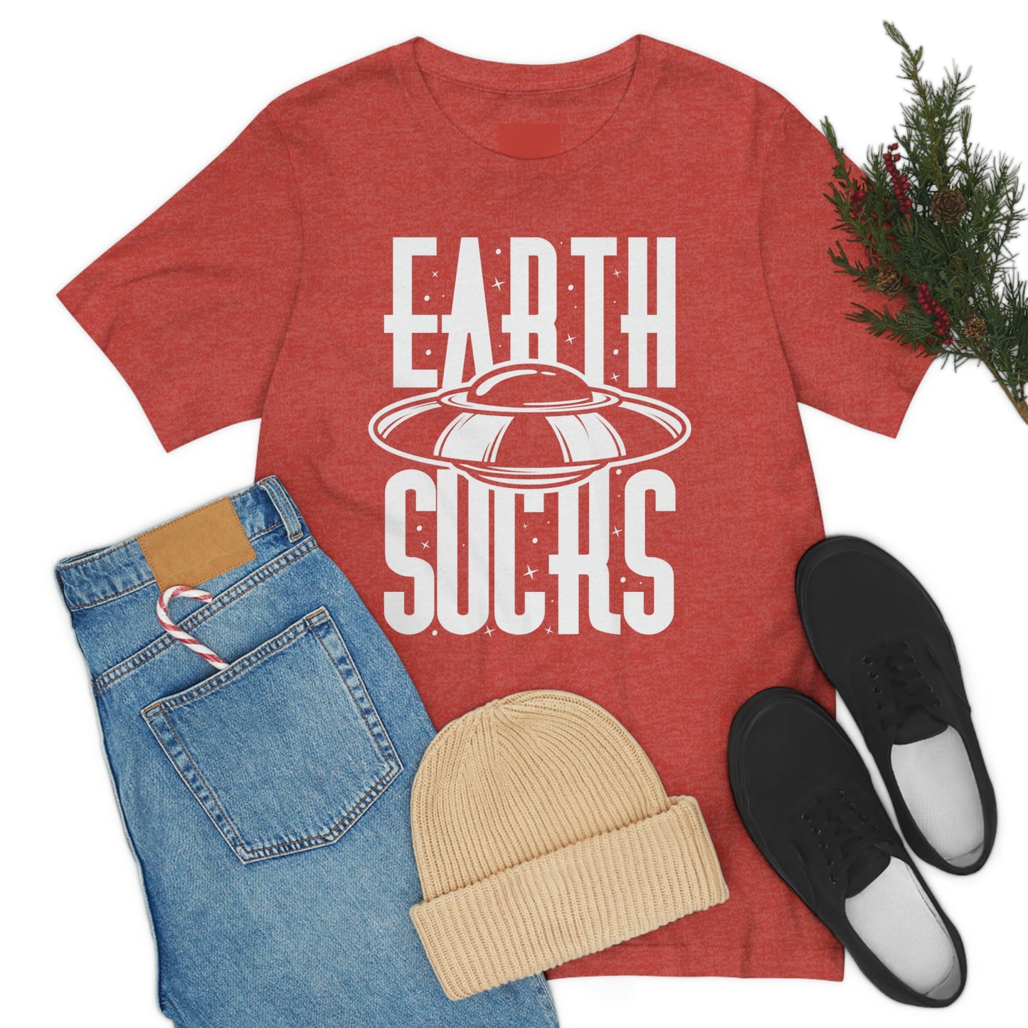 Earth Sucks White Font Unisex Jersey Short Sleeve Tee