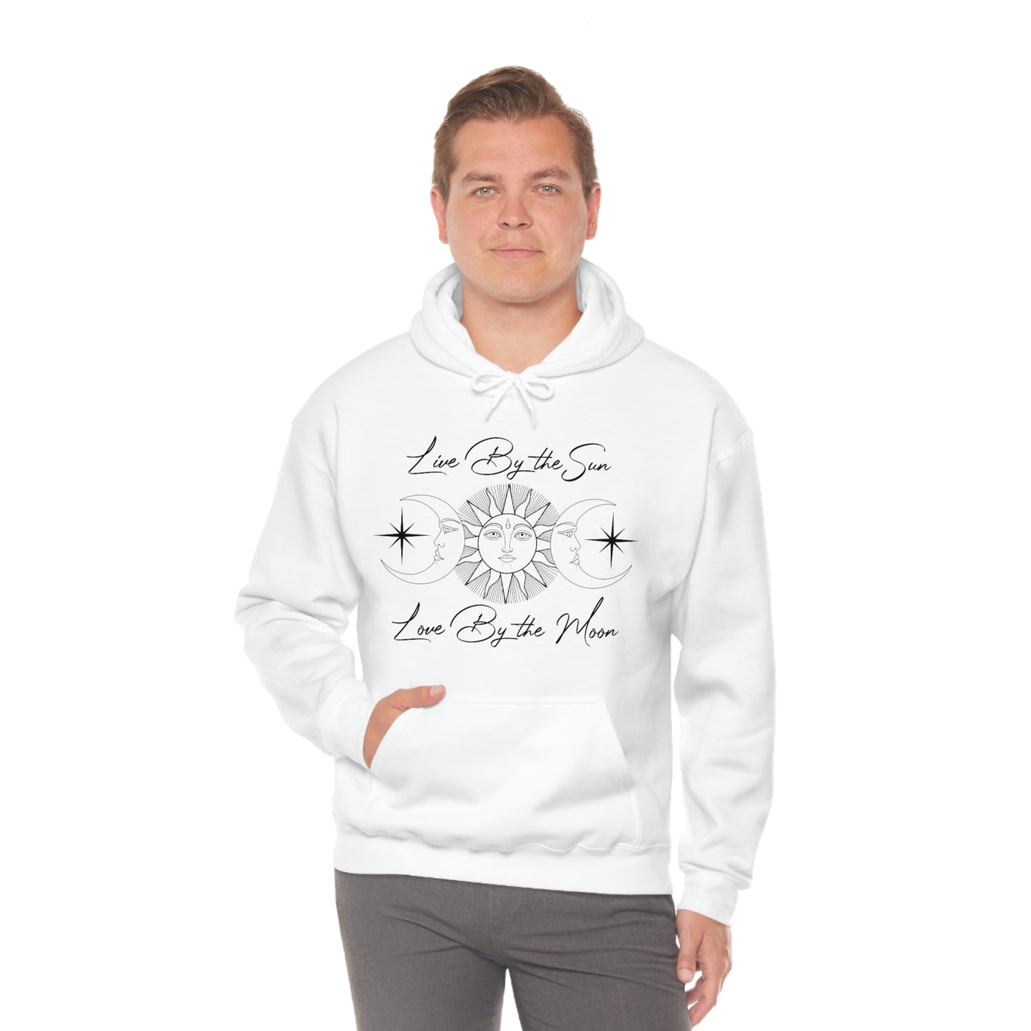 Live by The Sun Black Font Unisex Heavy Blend™ Hooded Sweatshirt