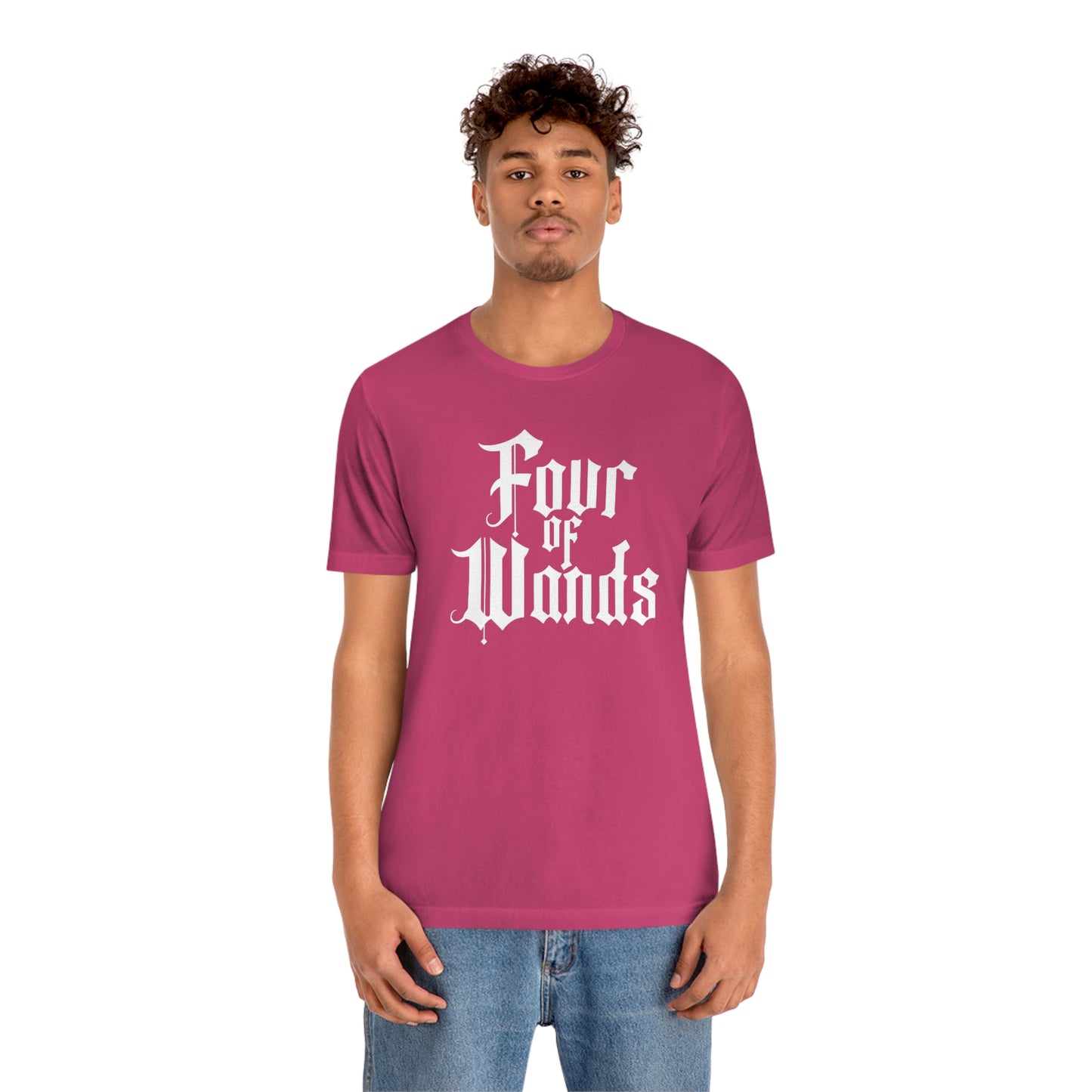 Four of Wands White Logo Unisex Jersey Short Sleeve Tee