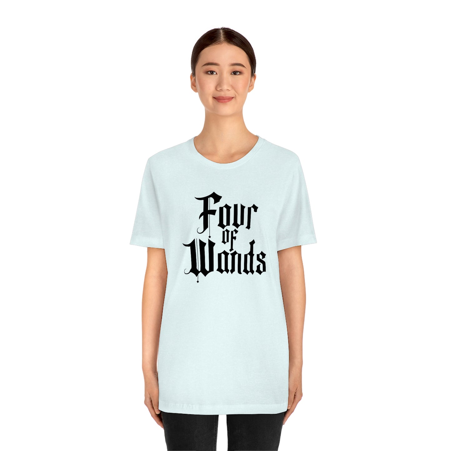 Four of Wands Black Logo Unisex Jersey Short Sleeve Tee