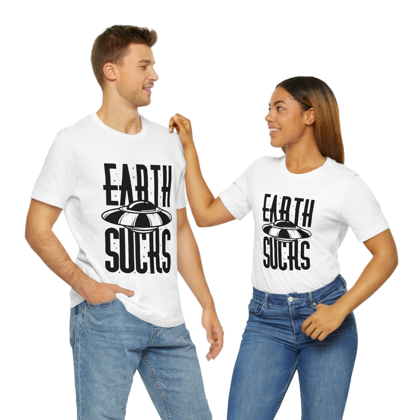 Earth Sucks Black Font Unisex Jersey Short Sleeve Tee