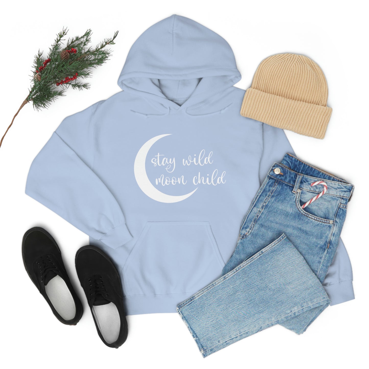 Stay Wild Moon Child White Font Unisex Heavy Blend™ Hooded Sweatshirt