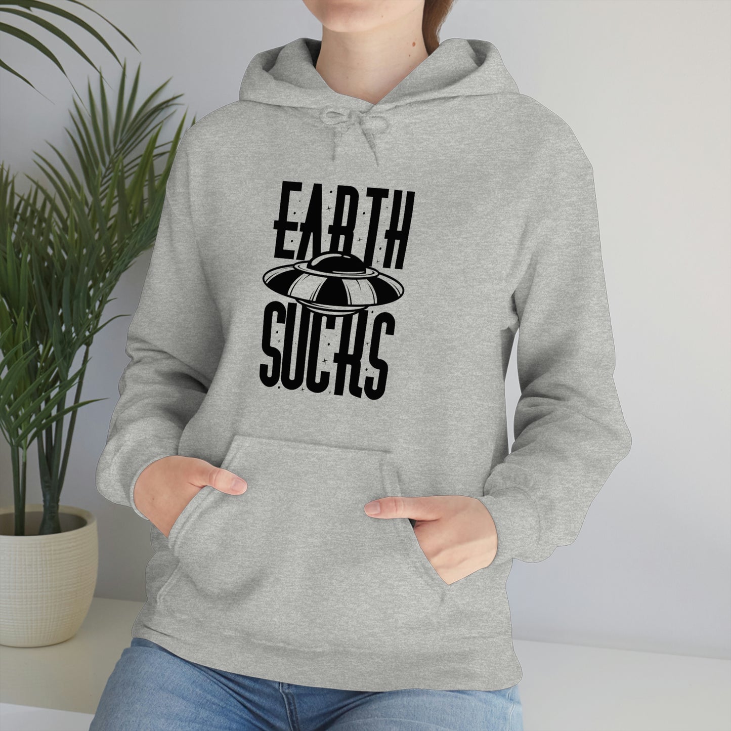 Earth Sucks Black Font Unisex Heavy Blend™ Hooded Sweatshirt