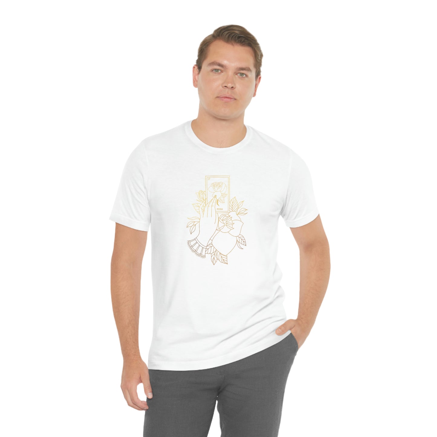 Rosa Card Gold Lines Unisex Jersey Short Sleeve Tee