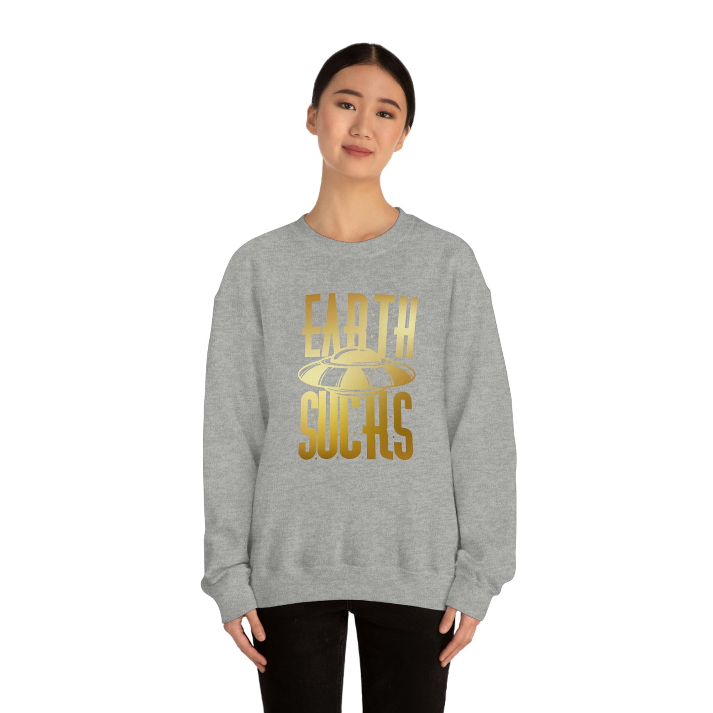 Earth Sucks Gold Font unisex heavy blend crewneck sweatshirt