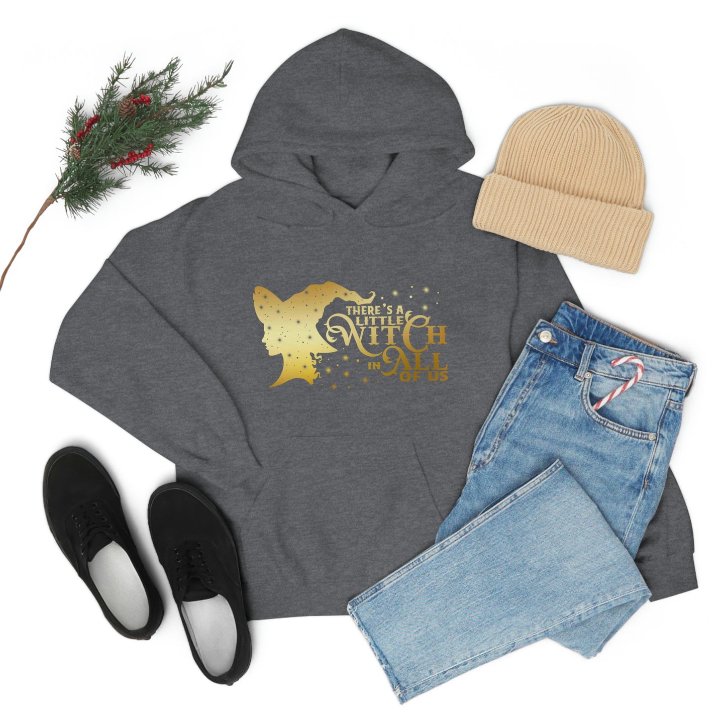 Witch In All of Us Gold Font Unisex Heavy Blend™ Hooded Sweatshirt