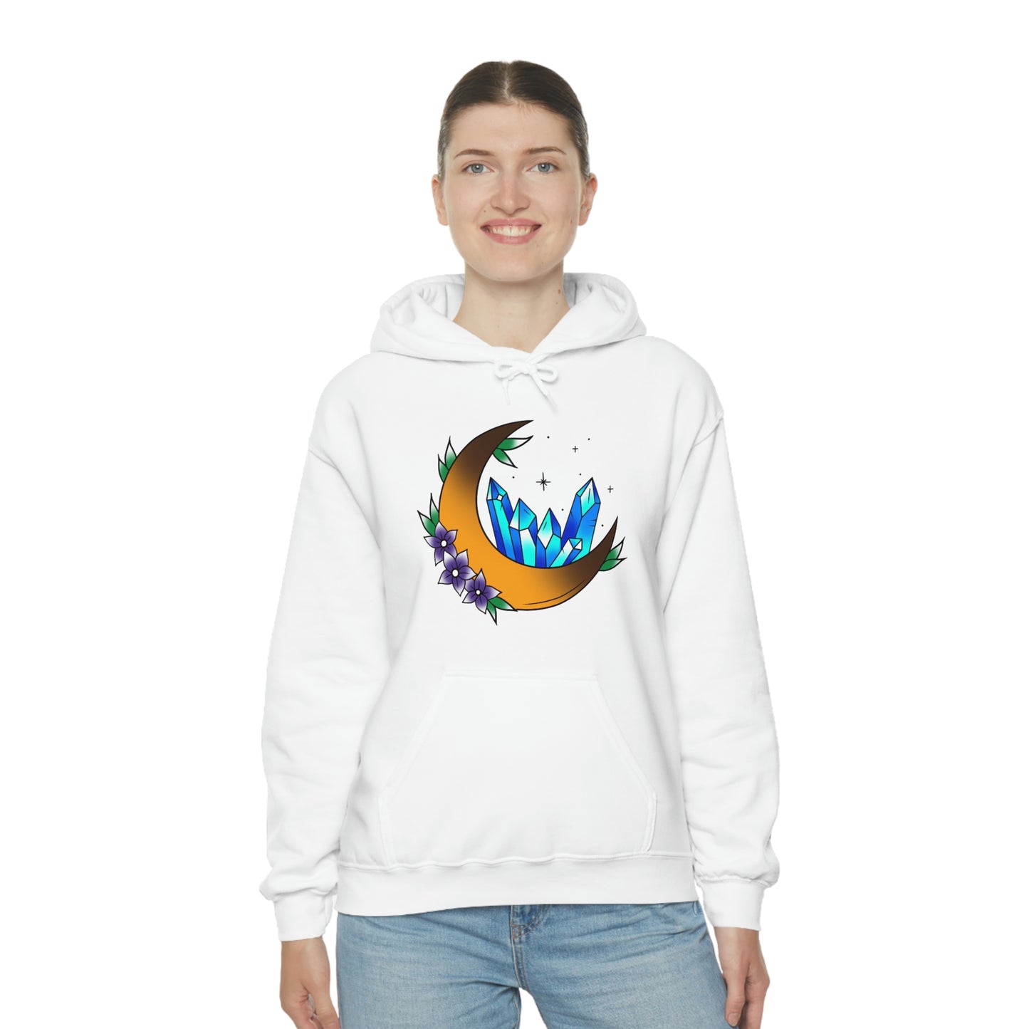 Blue Crystal Flower Unisex Heavy Blend™ Hooded Sweatshirt