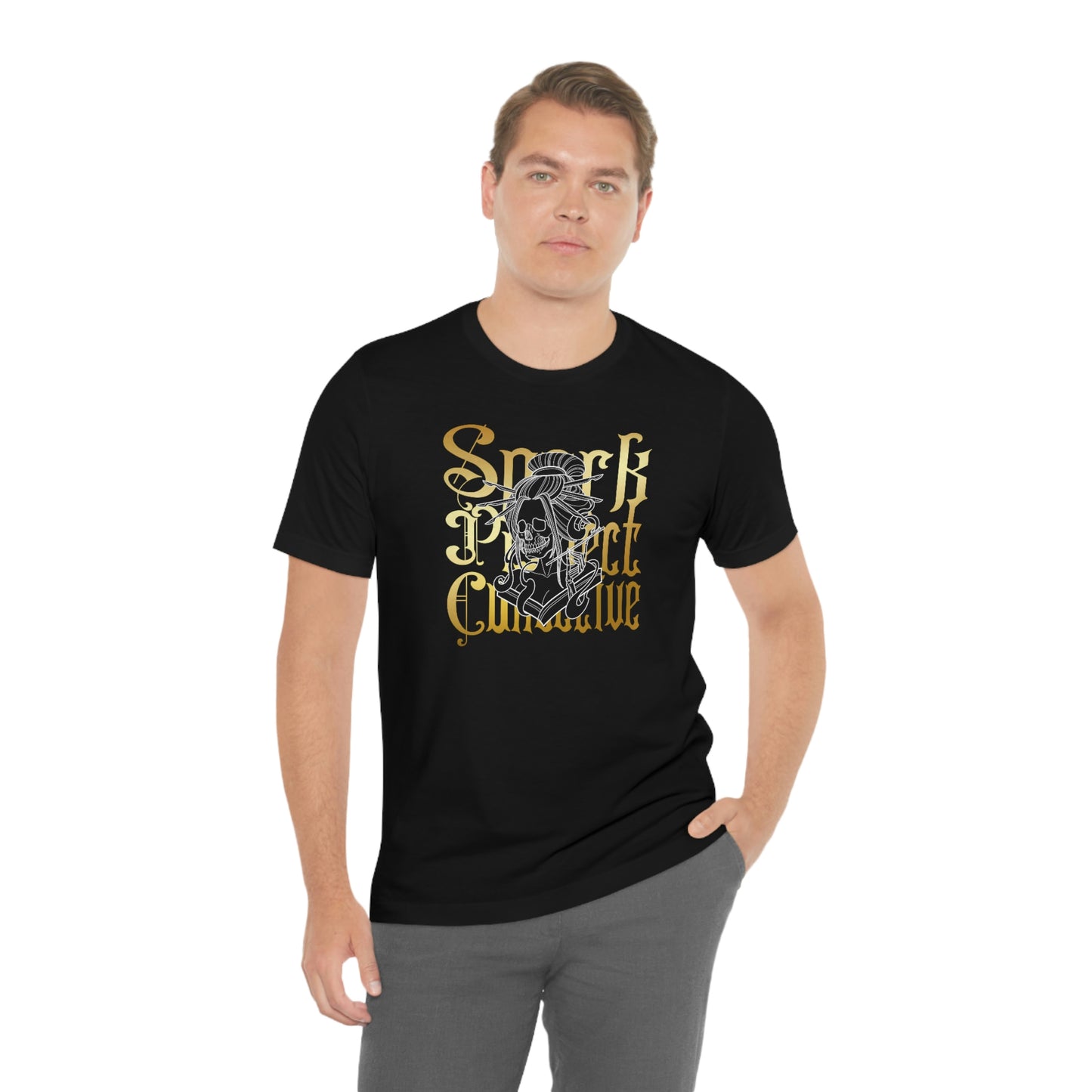 Japanese Spark Gold Font Unisex Jersey Short Sleeve Tee