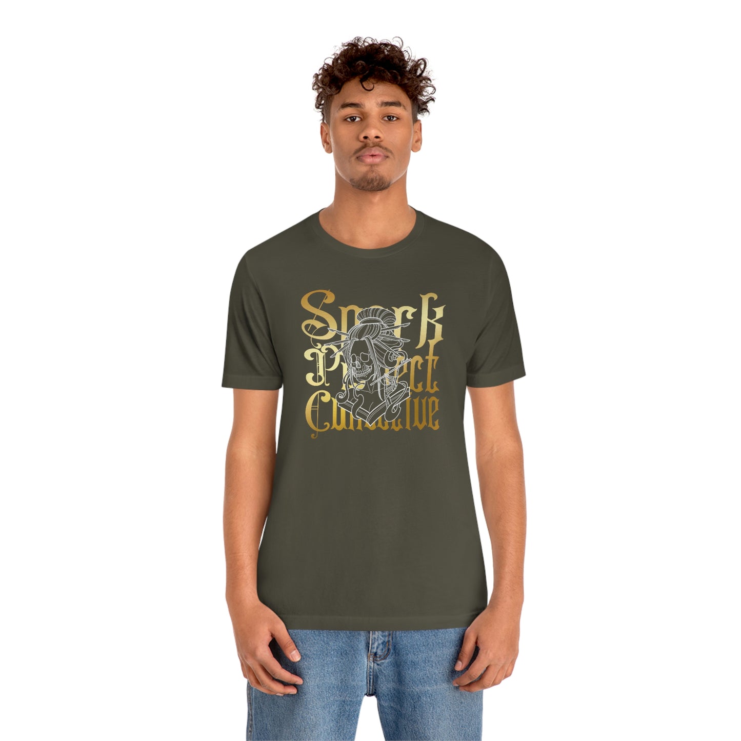 Japanese Spark Gold Font Unisex Jersey Short Sleeve Tee