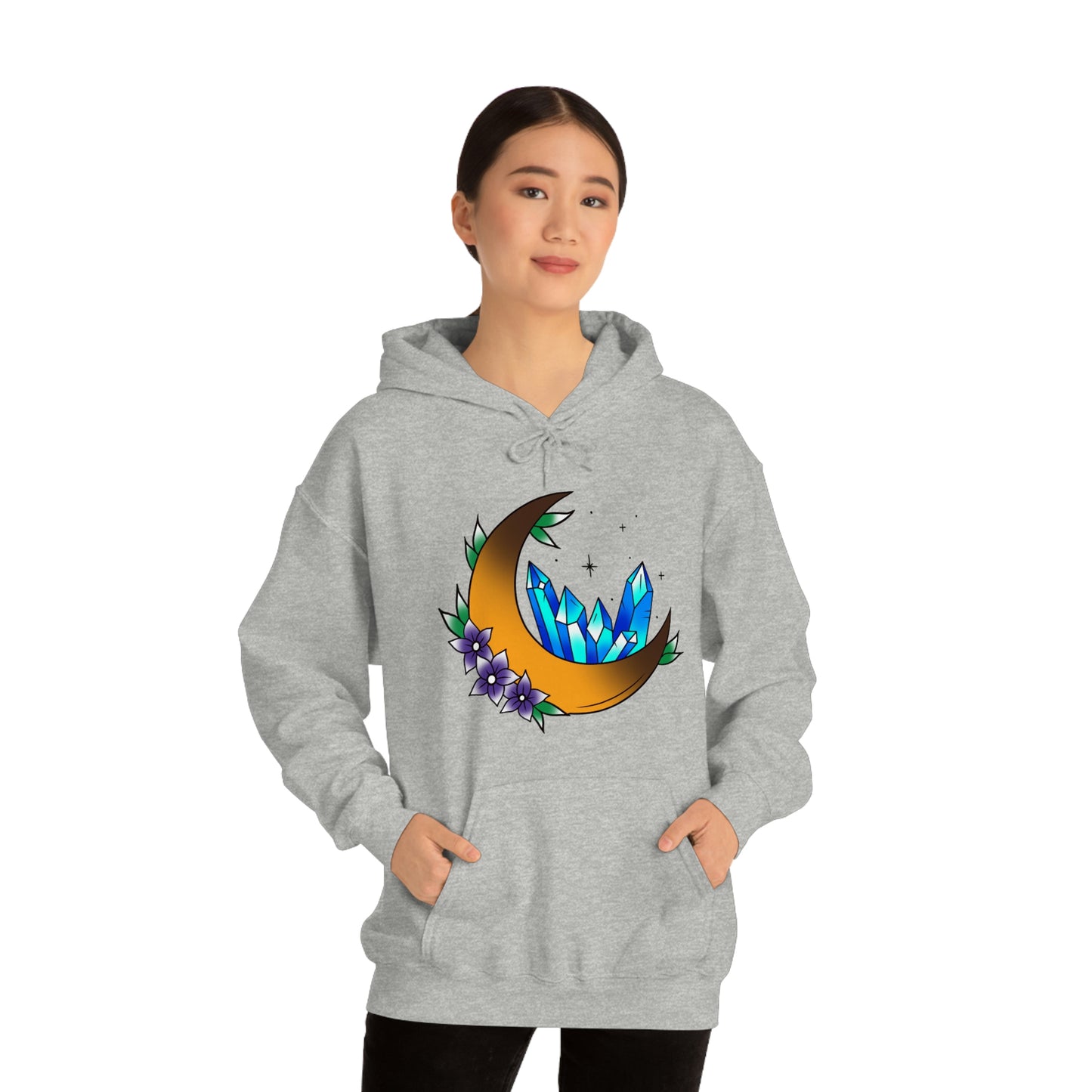 Blue Crystal Flower Unisex Heavy Blend™ Hooded Sweatshirt