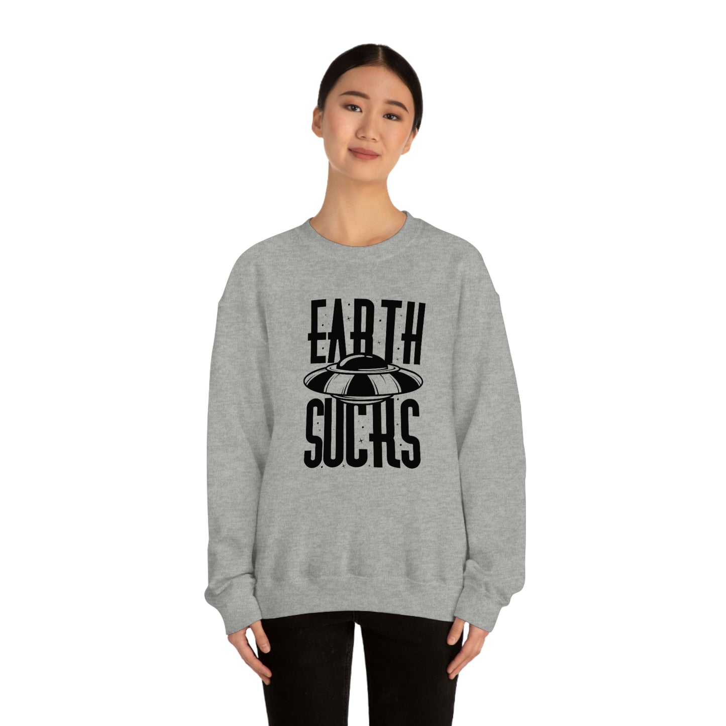 Earth Sucks Black Font unisex heavy blend crewneck sweatshirt