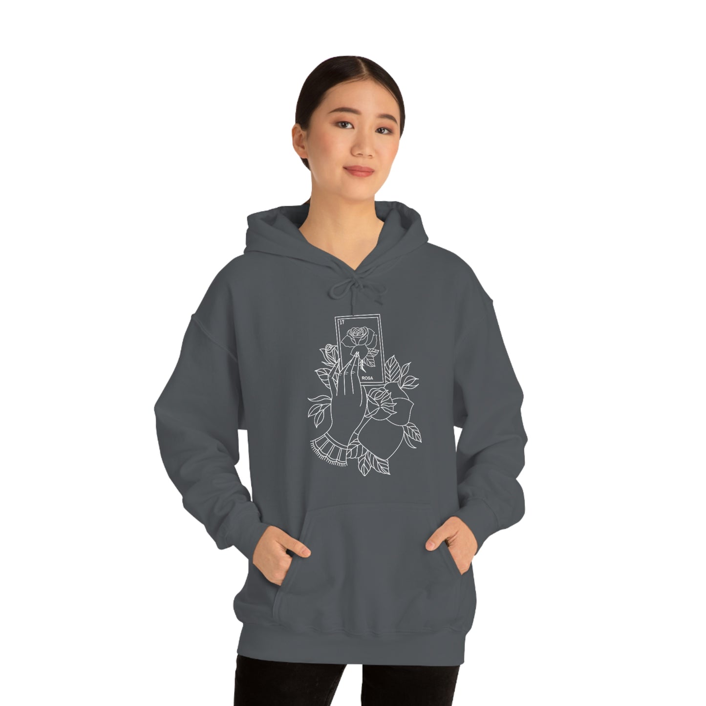 Rosa Card White Lines Unisex Heavy Blend™ Hooded Sweatshirt