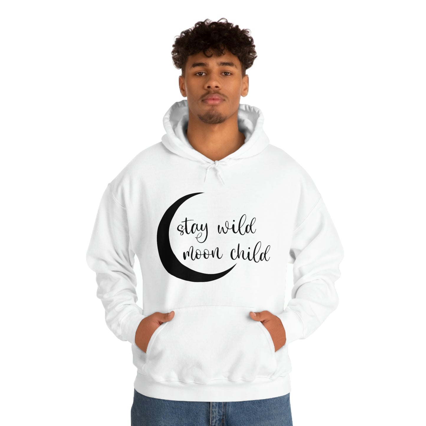 Stay Wild Moon Child Black Font Unisex Heavy Blend™ Hooded Sweatshirt