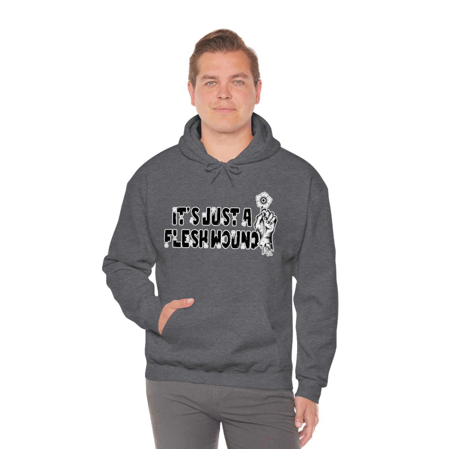 It's Just A Flesh Wound Dark Unisex Heavy Blend™ Hooded Sweatshirt