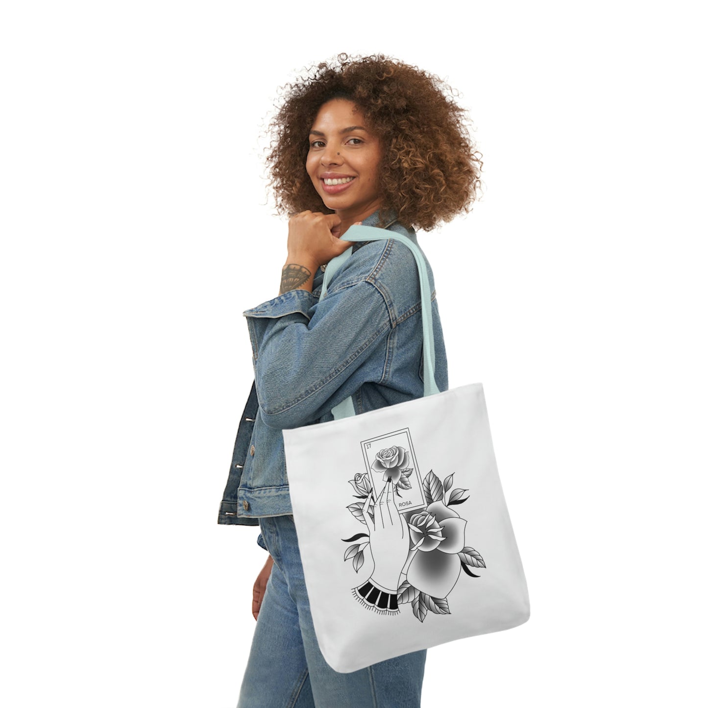 Rosa Card AOP Polyester Canvas Tote Bag