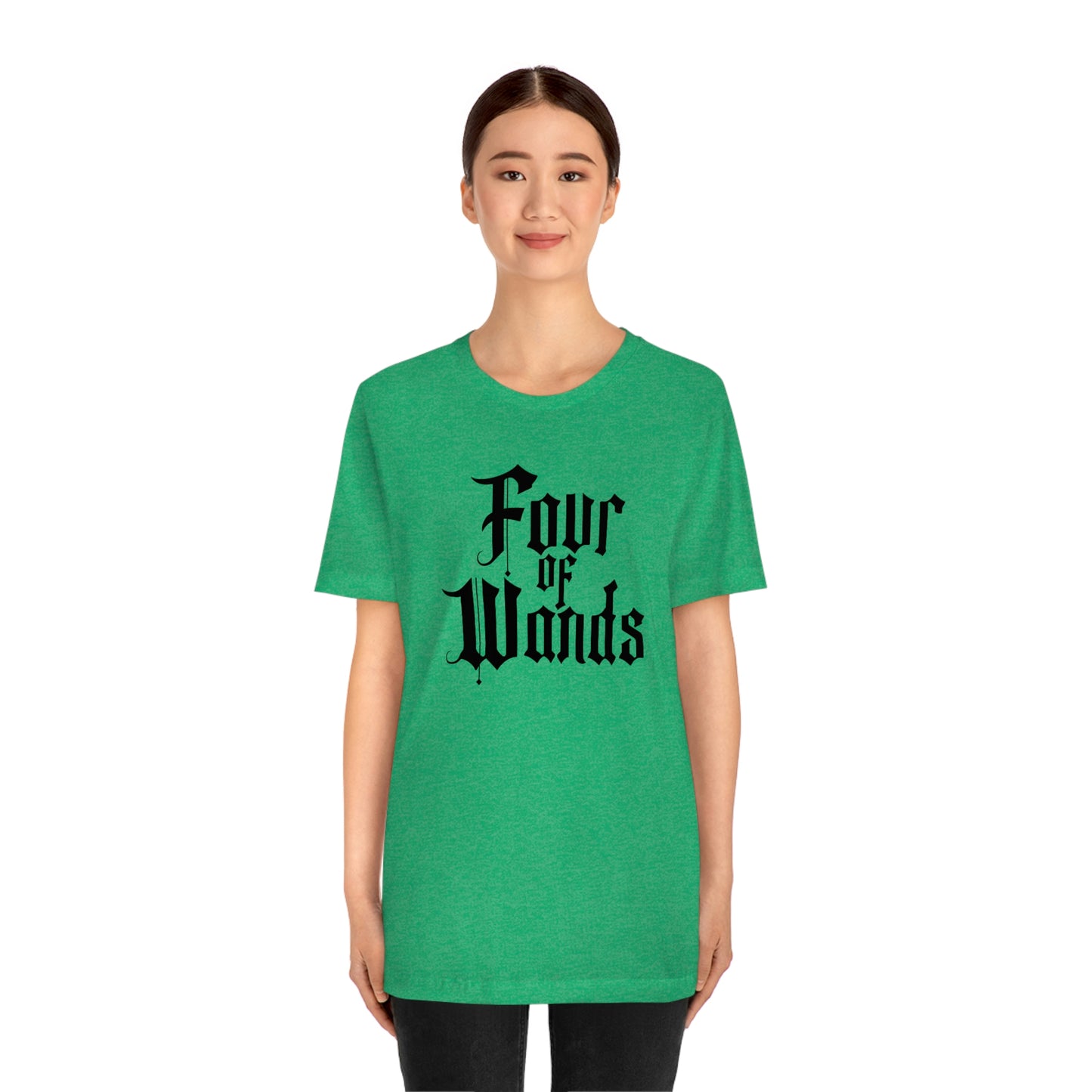 Four of Wands Black Logo Unisex Jersey Short Sleeve Tee