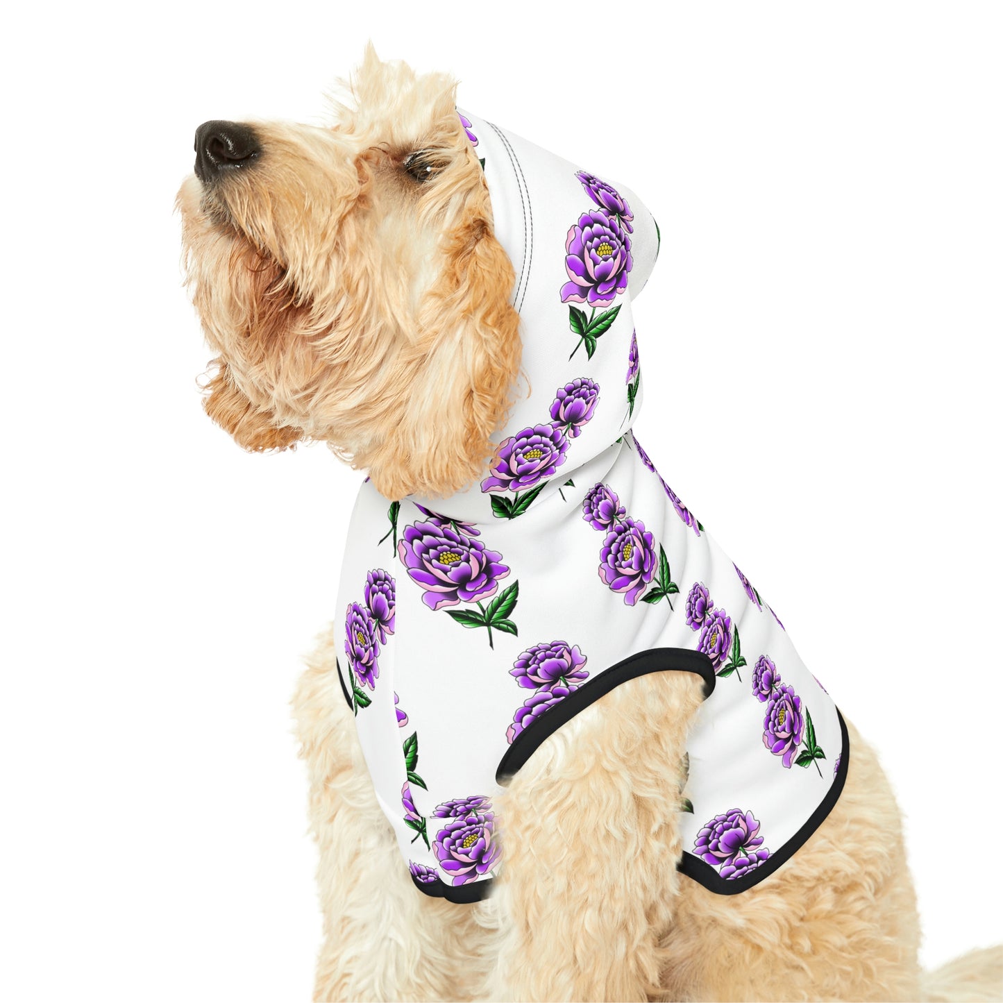 Flower Pattern White Dog Hoodie