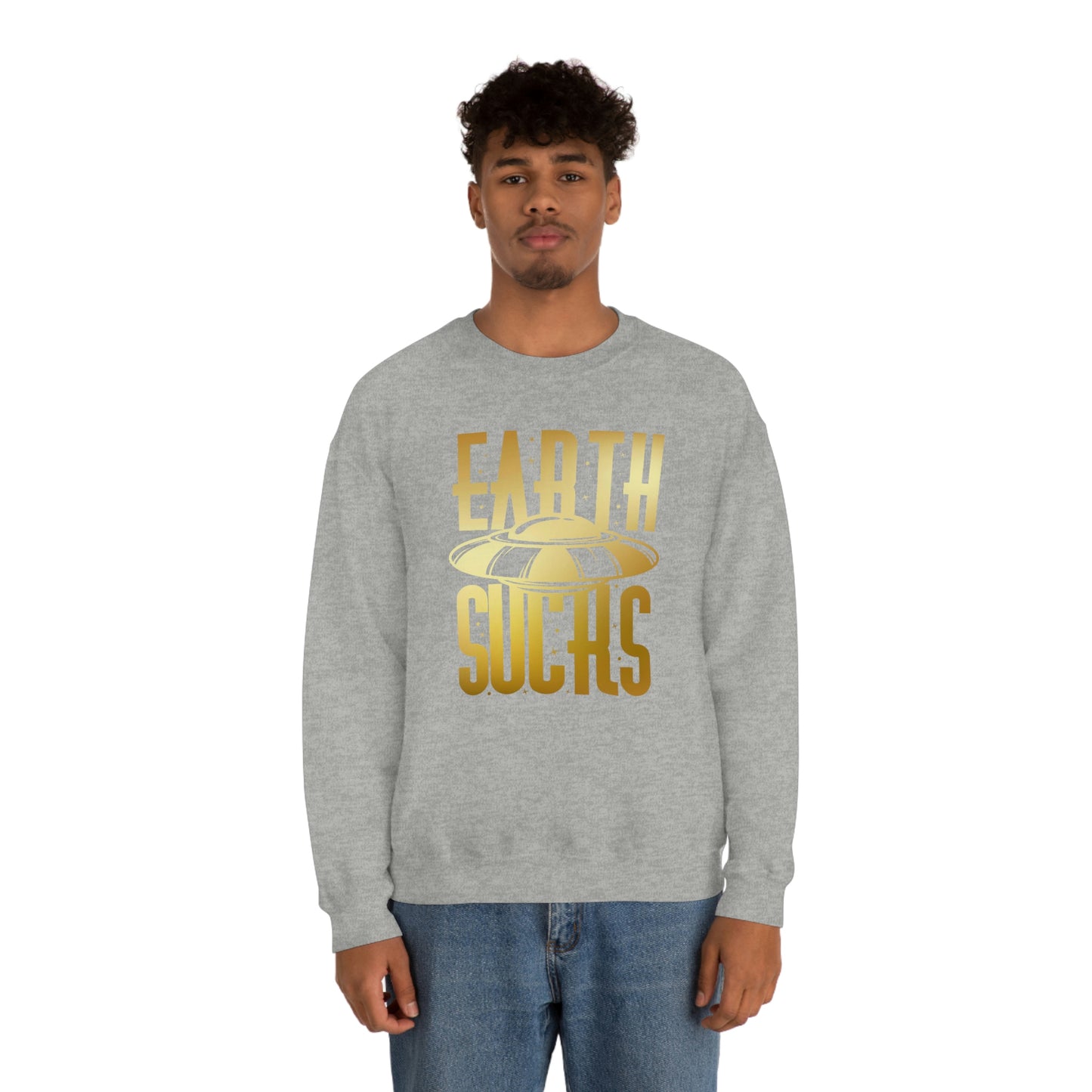 Earth Sucks Gold Font unisex heavy blend crewneck sweatshirt