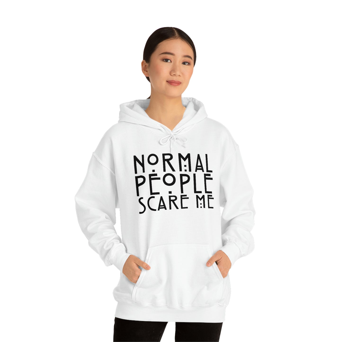 Normal People Scare Me Black Font Unisex Heavy Blend™ Hooded Sweatshirt