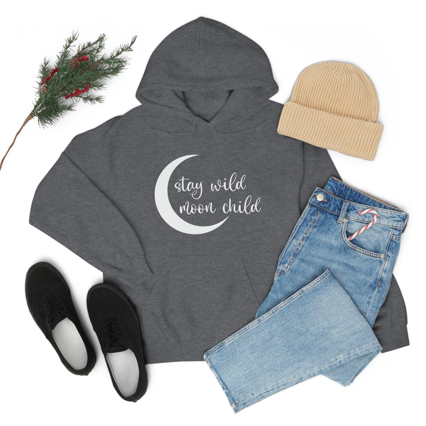 Stay Wild Moon Child White Font Unisex Heavy Blend™ Hooded Sweatshirt