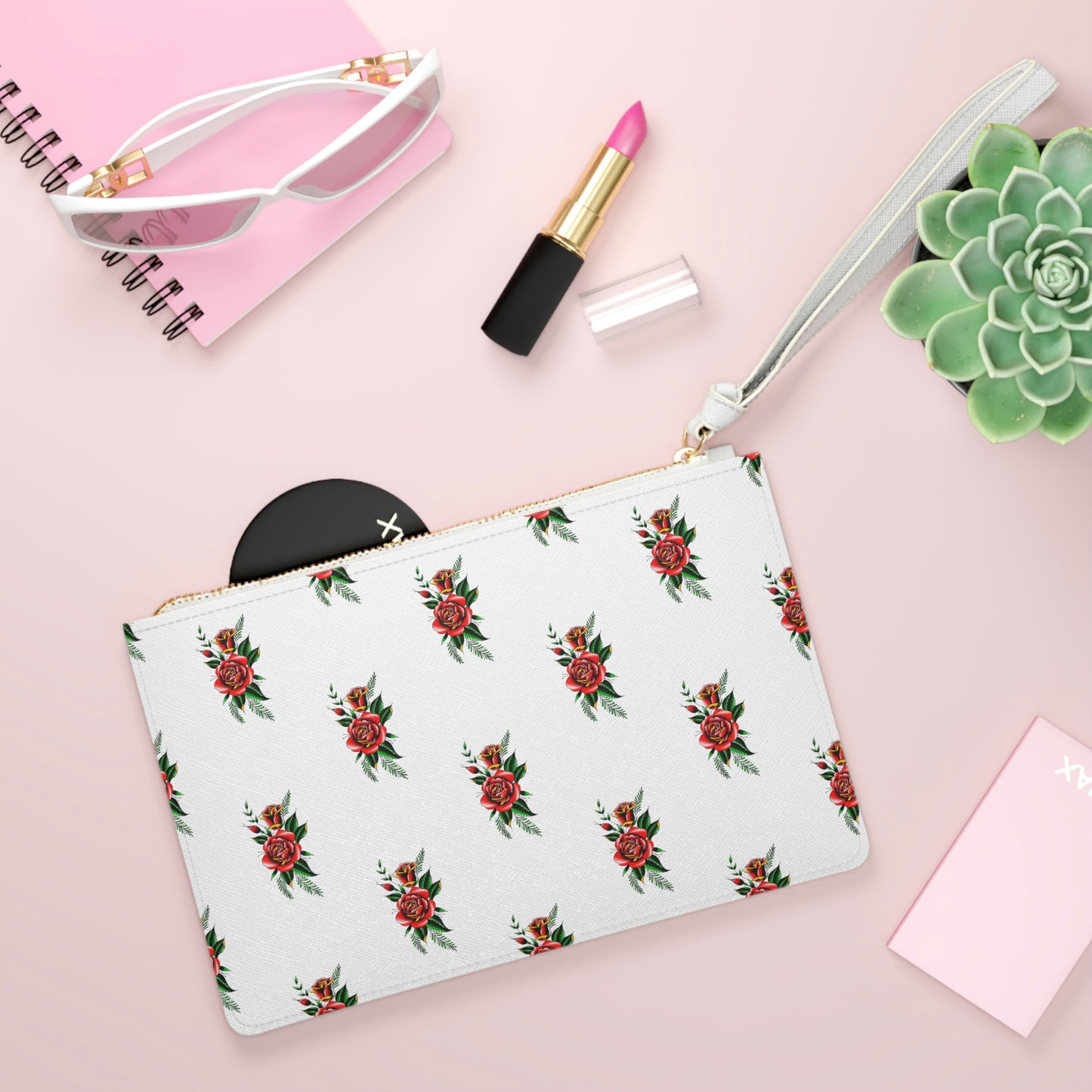 Rose, White Clutch Bag