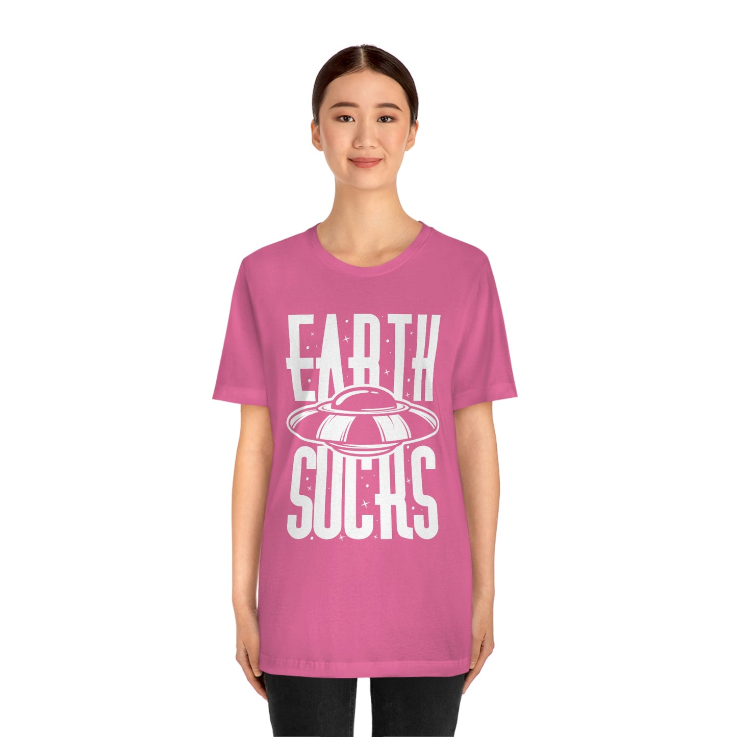 Earth Sucks White Font Unisex Jersey Short Sleeve Tee