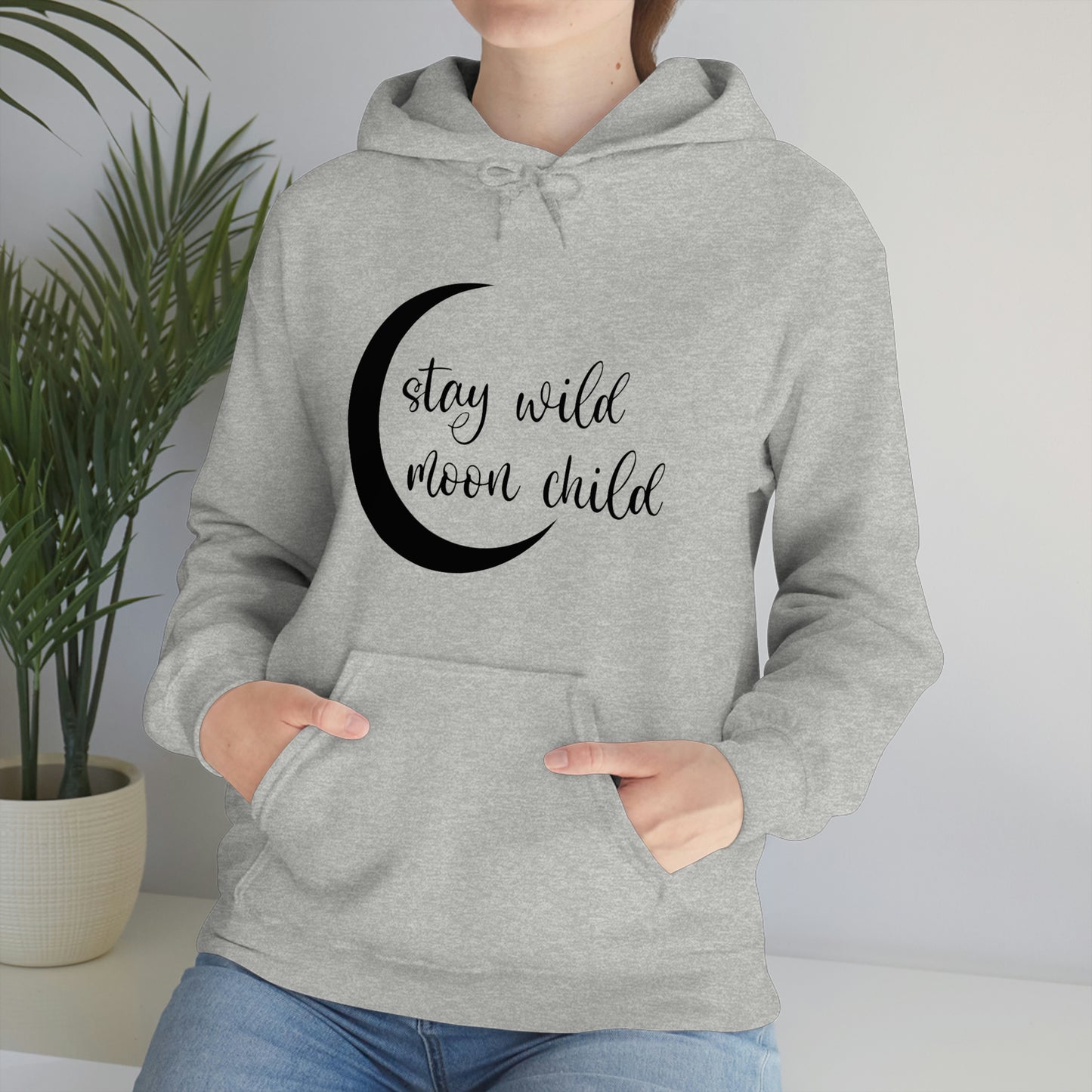 Stay Wild Moon Child Black Font Unisex Heavy Blend™ Hooded Sweatshirt